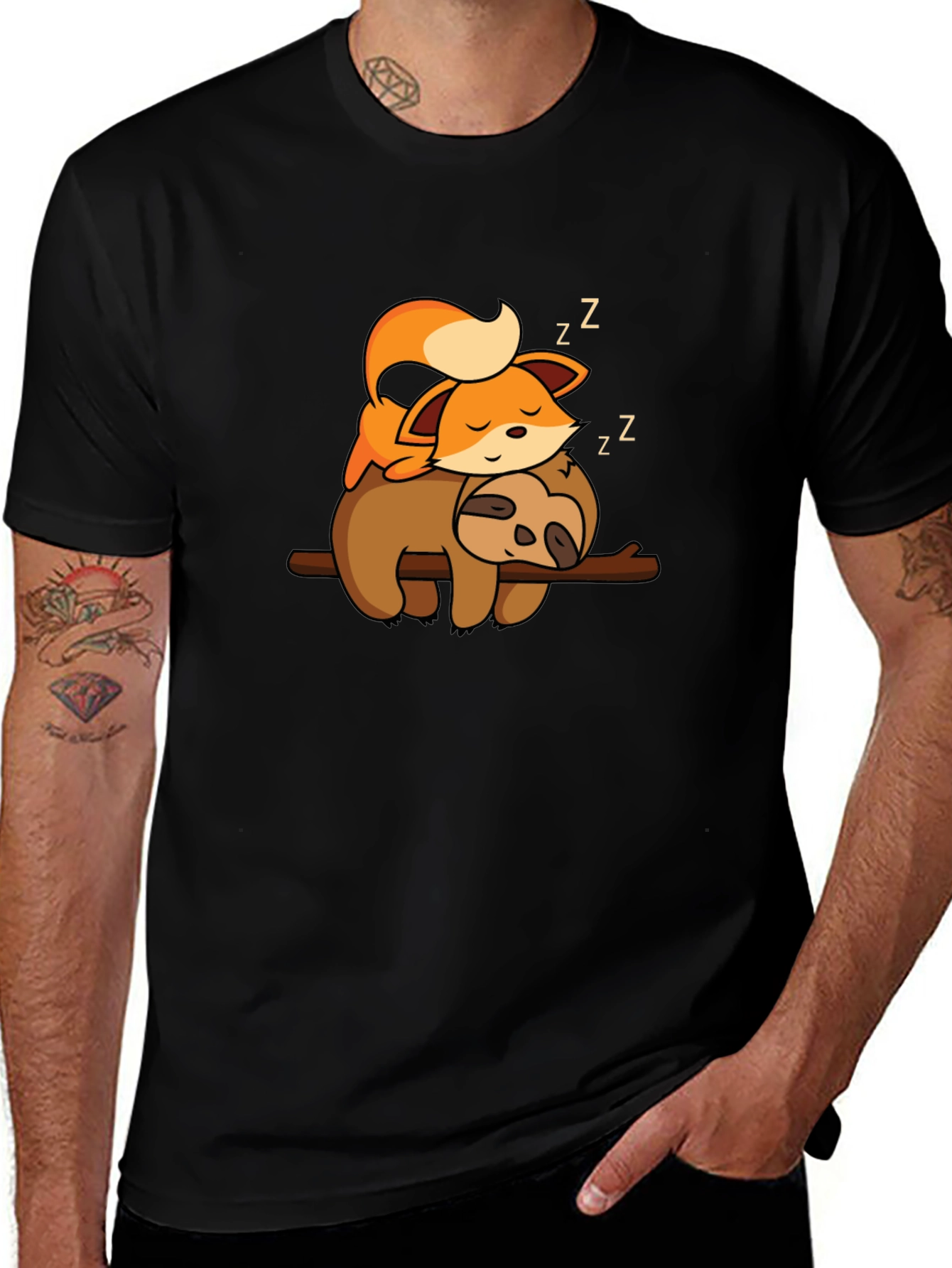Variant 7 of Cute Fox and Sloth Nap T-Shirt