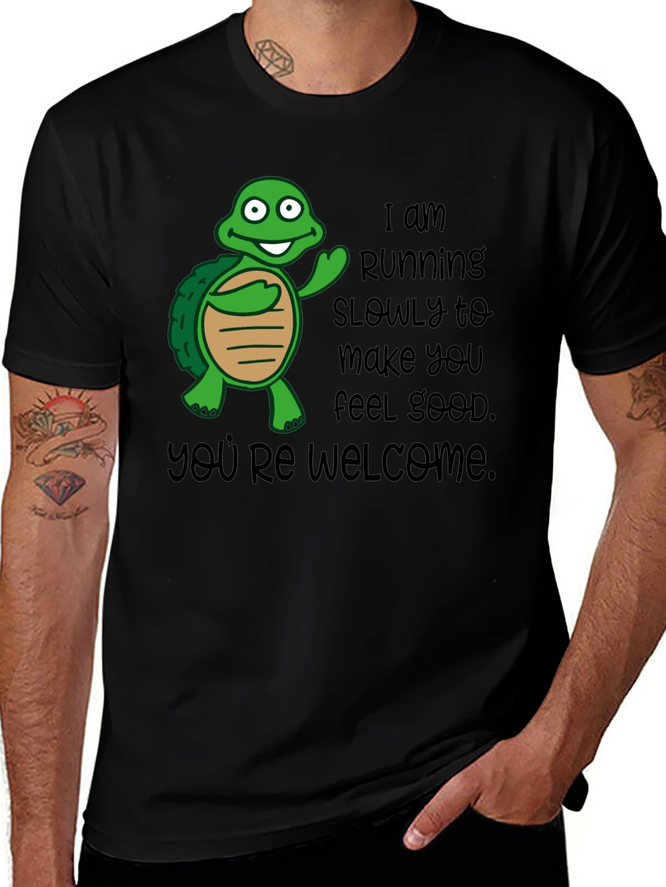 Variant 25 of Funny Turtle Graphic T-Shirt - Slow Running Humor Tee