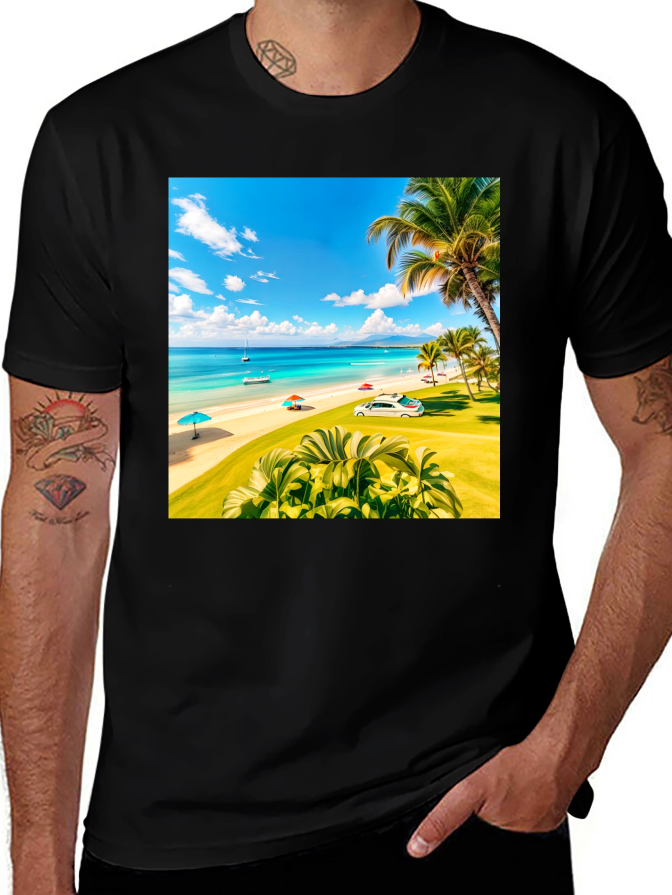 Variant 10 of Beach Scene T-Shirt | Tropical Paradise Tee