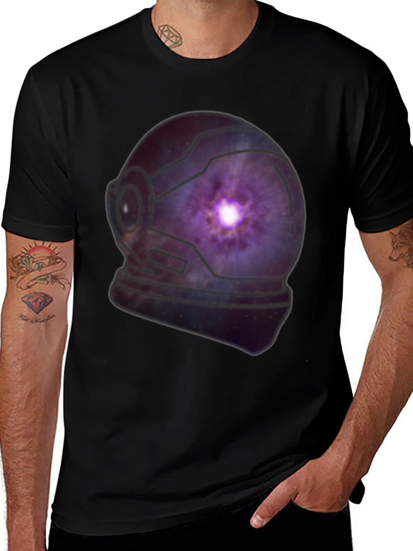 Variant 17 of Galaxy Astronaut Helmet Graphic Tee