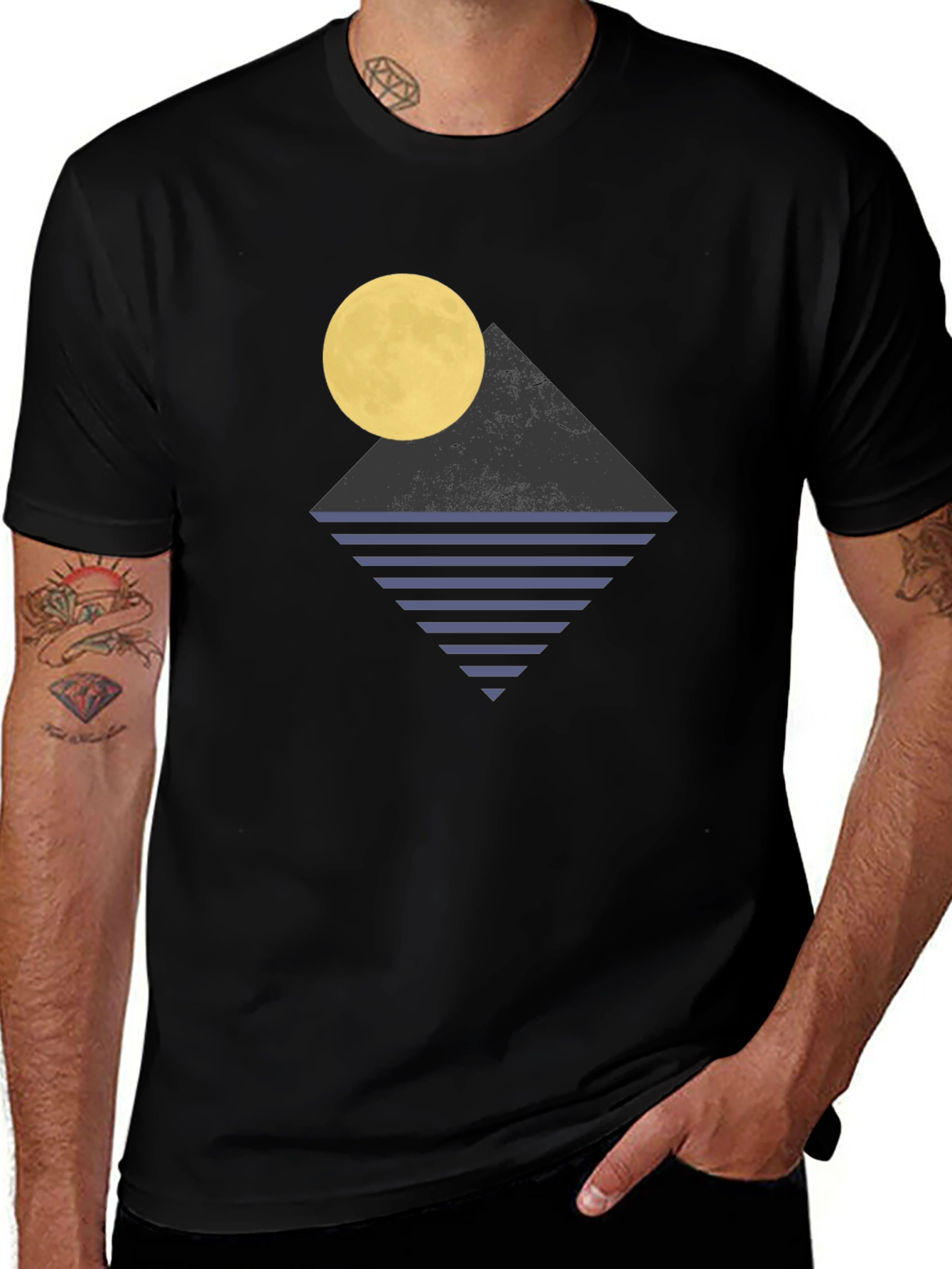 Variant 6 of Geometric Moon & Water T-Shirt - Modern Graphic Tee