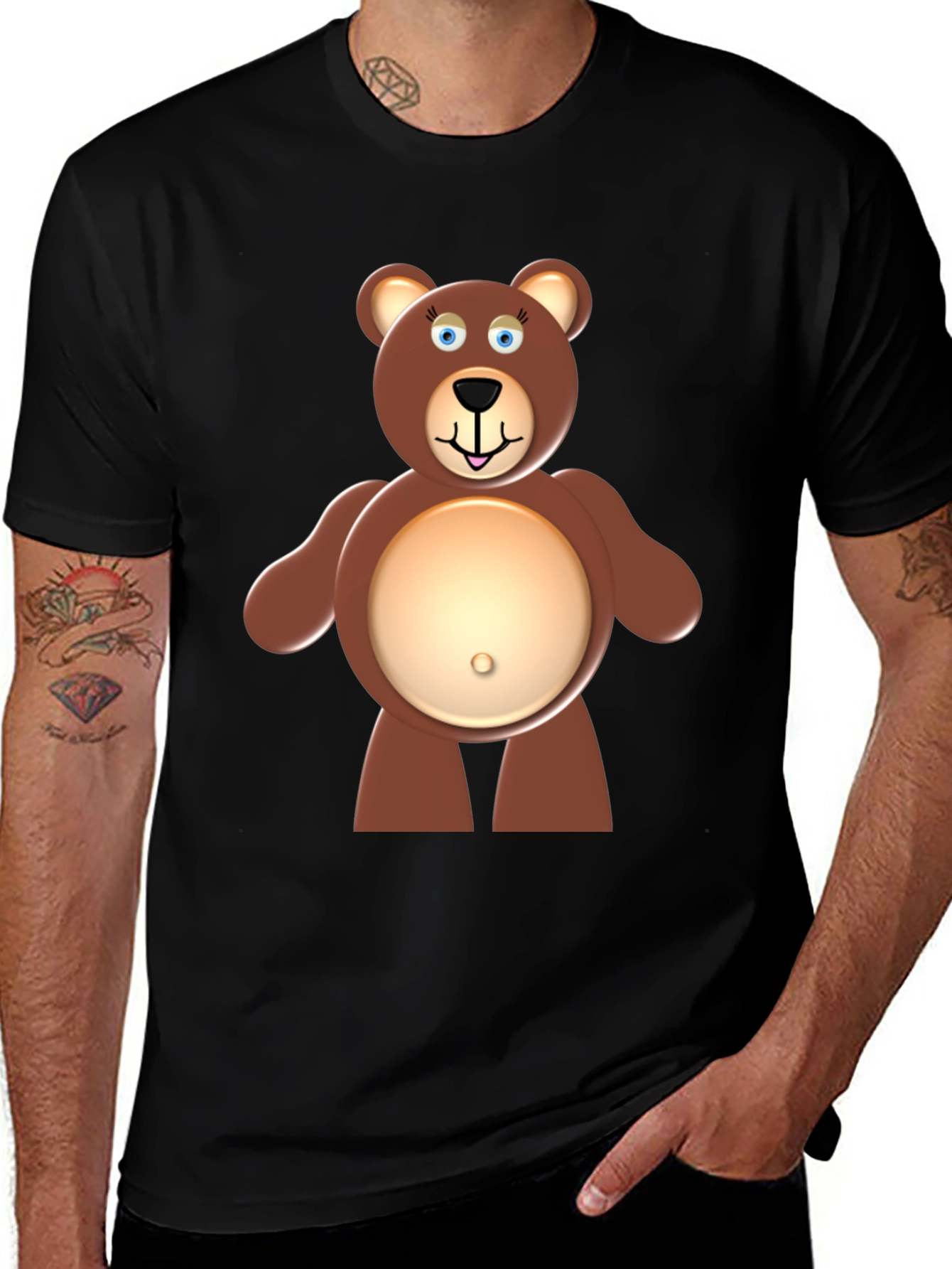 Variant 30 of Cute Teddy Bear Graphic Tee - Black Unisex T-Shirt