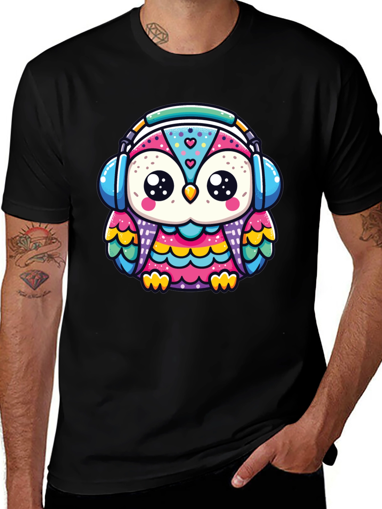 Black Owl Headphone Graphic Tee - Black main image