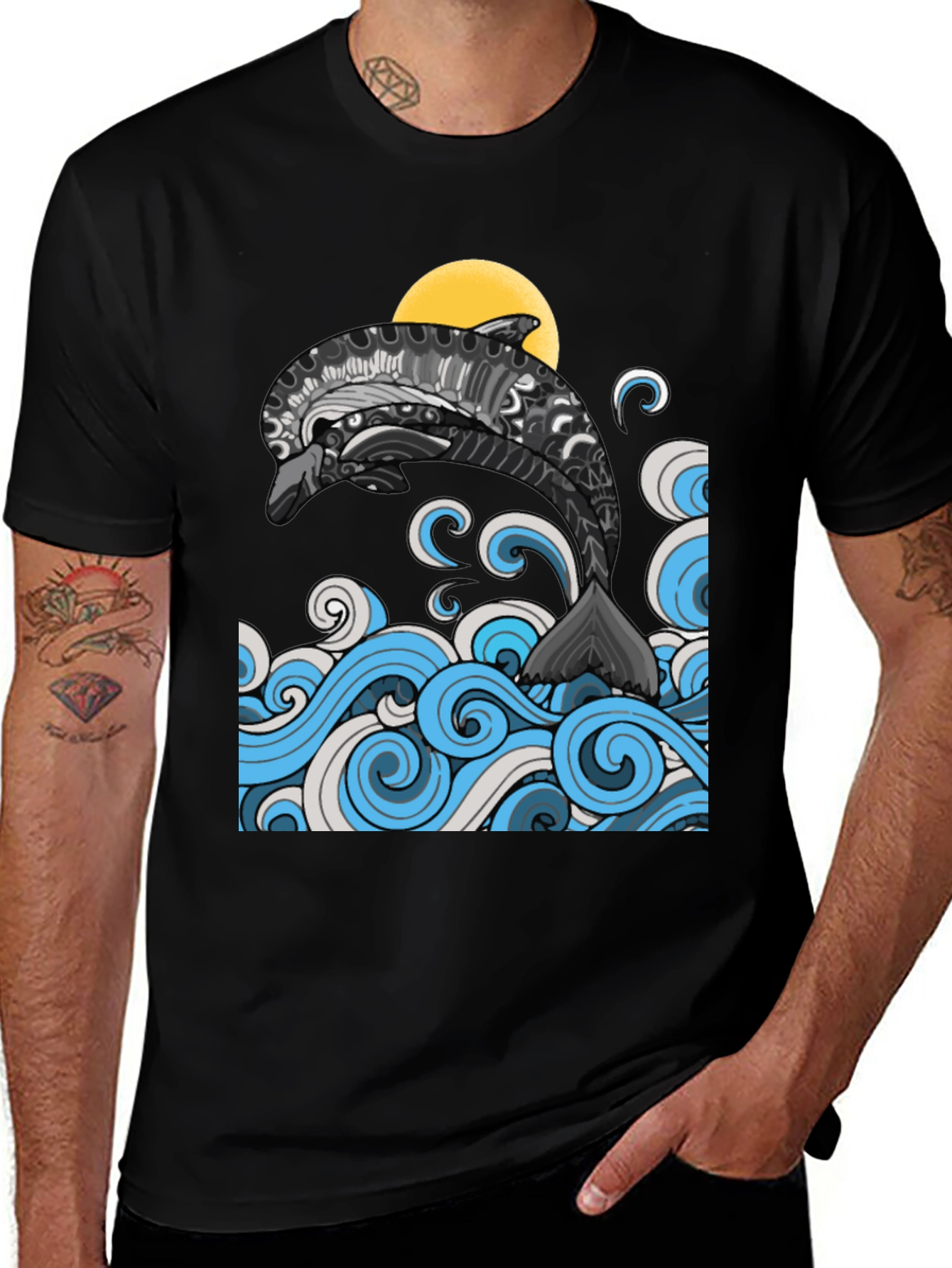 Variant 22 of Dolphin Sea T-Shirt - Ocean Wave Design