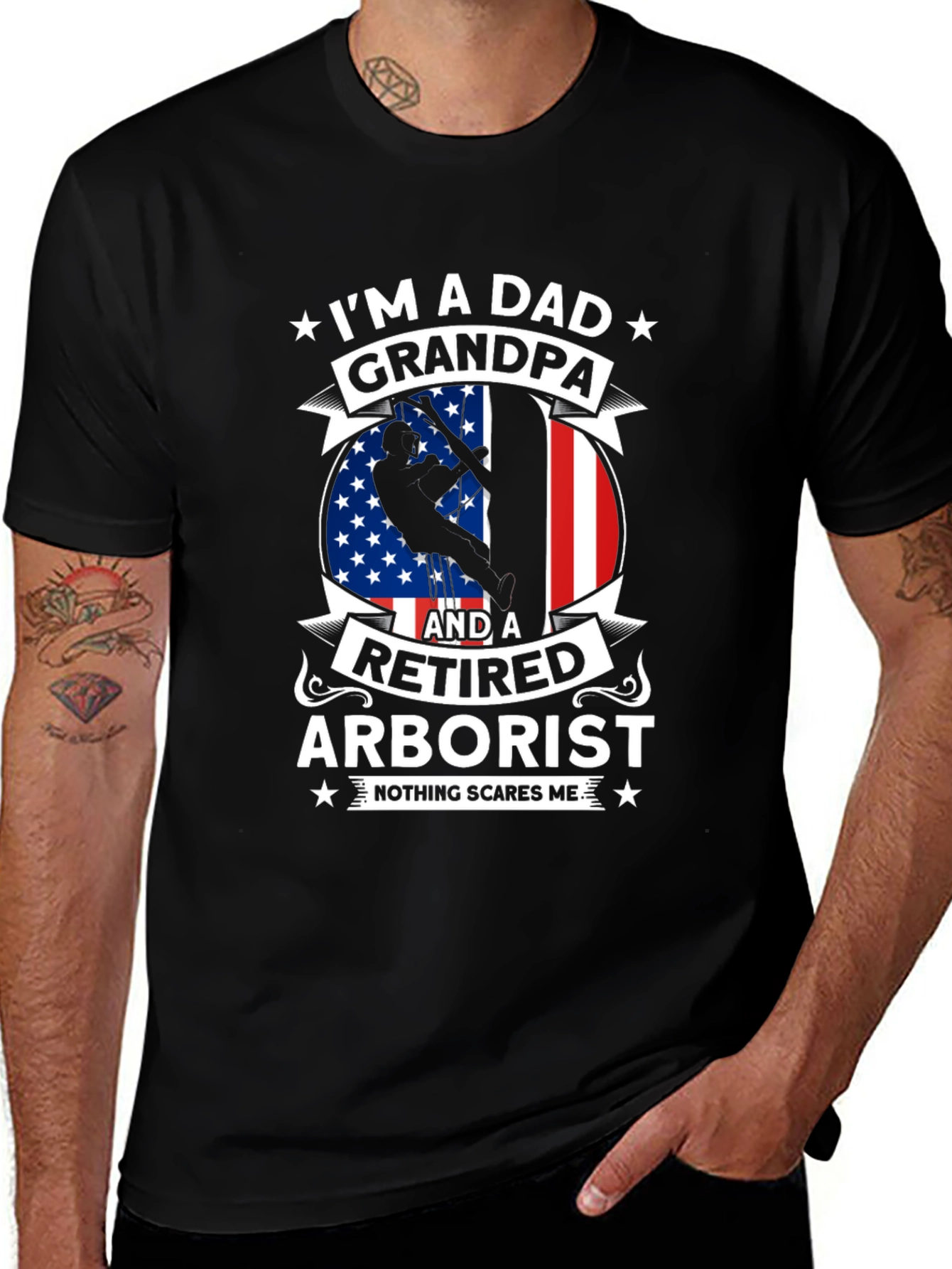 Black Retired Arborist Dad Grandpa T-Shirt main image