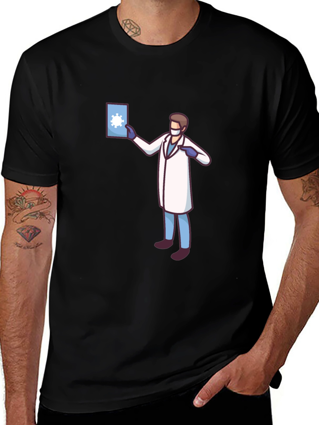 Variant 4 of Doctor Graphic Black T-Shirt - Novelty COVID Design