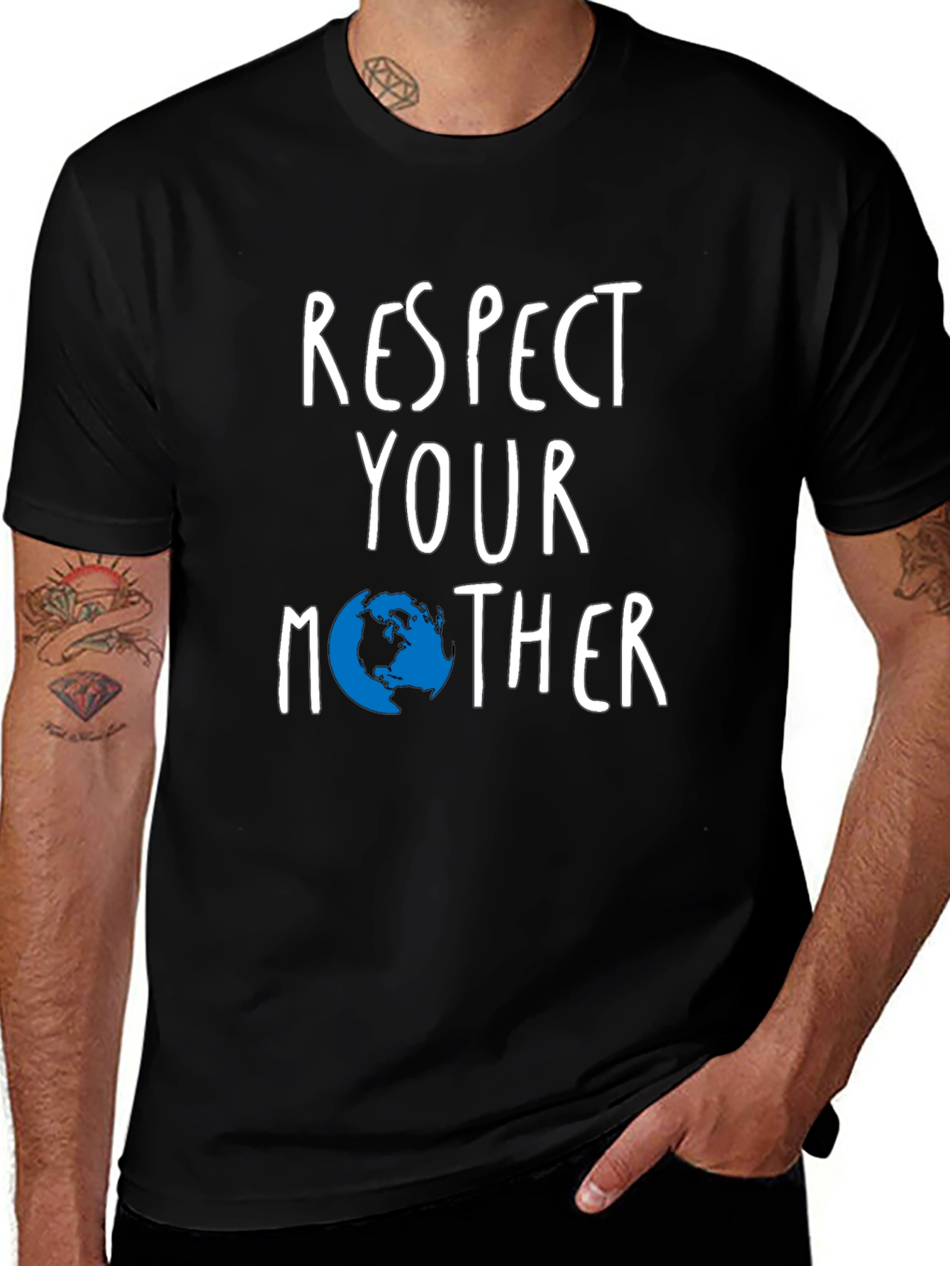 Variant 2 of Respect Your Mother Earth Graphic Tee - Soft Cotton Blend