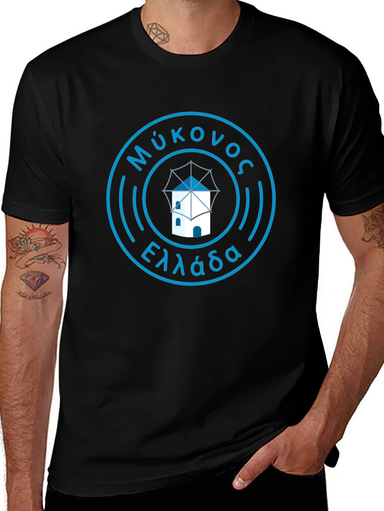 Mykonos Greece T-Shirt - Black