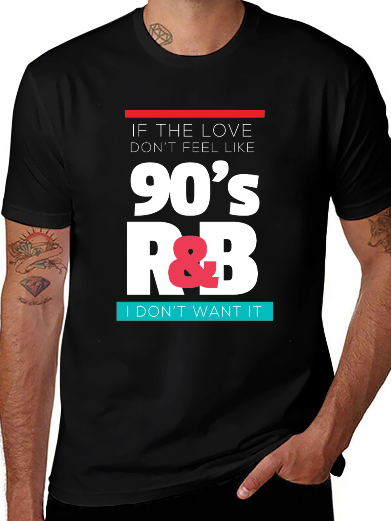 Variant 8 of 90's R&B Music Graphic Print Black T-Shirt