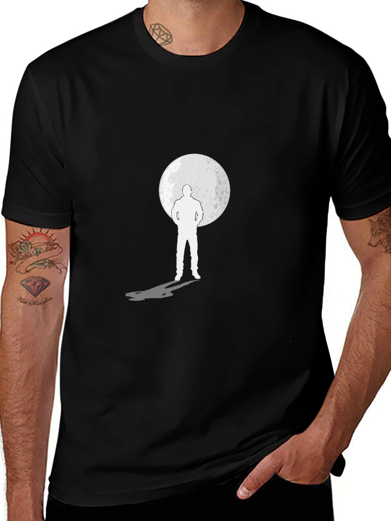 Variant 9 of Moon Gazer Tee - Modern Graphic Print Black T-Shirt