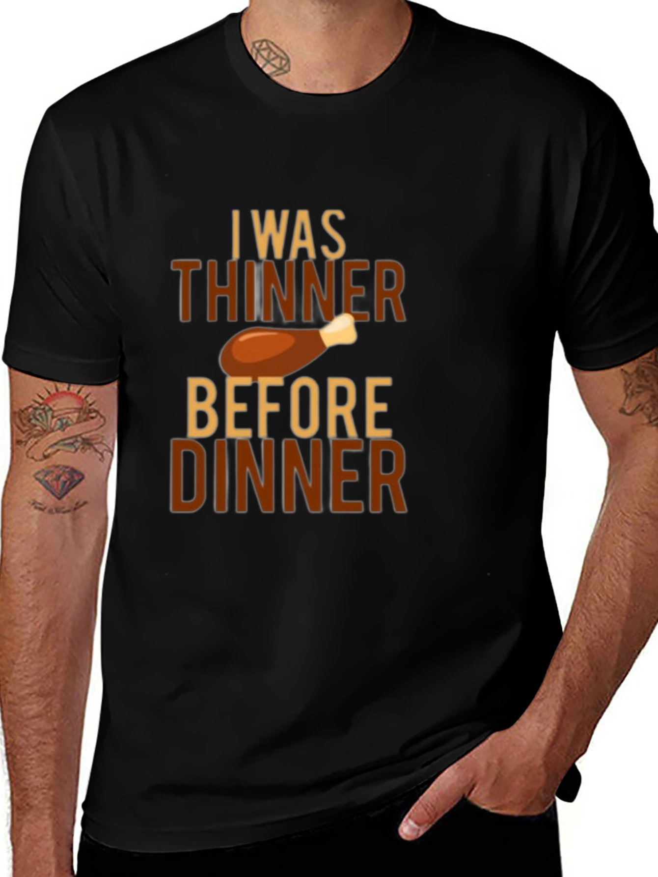 Funny Thanksgiving T-Shirt - I Was Thinner Before Dinner