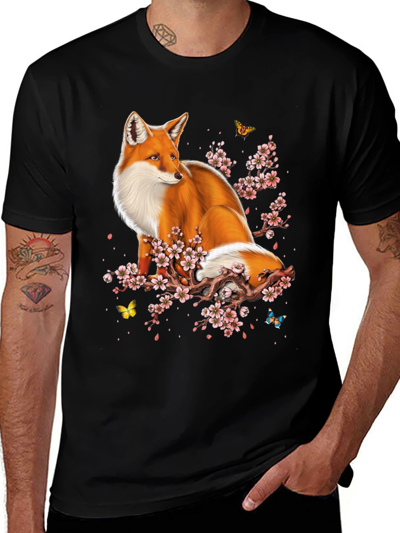 Variant 3 of Fox and Cherry Blossom Graphic Tee