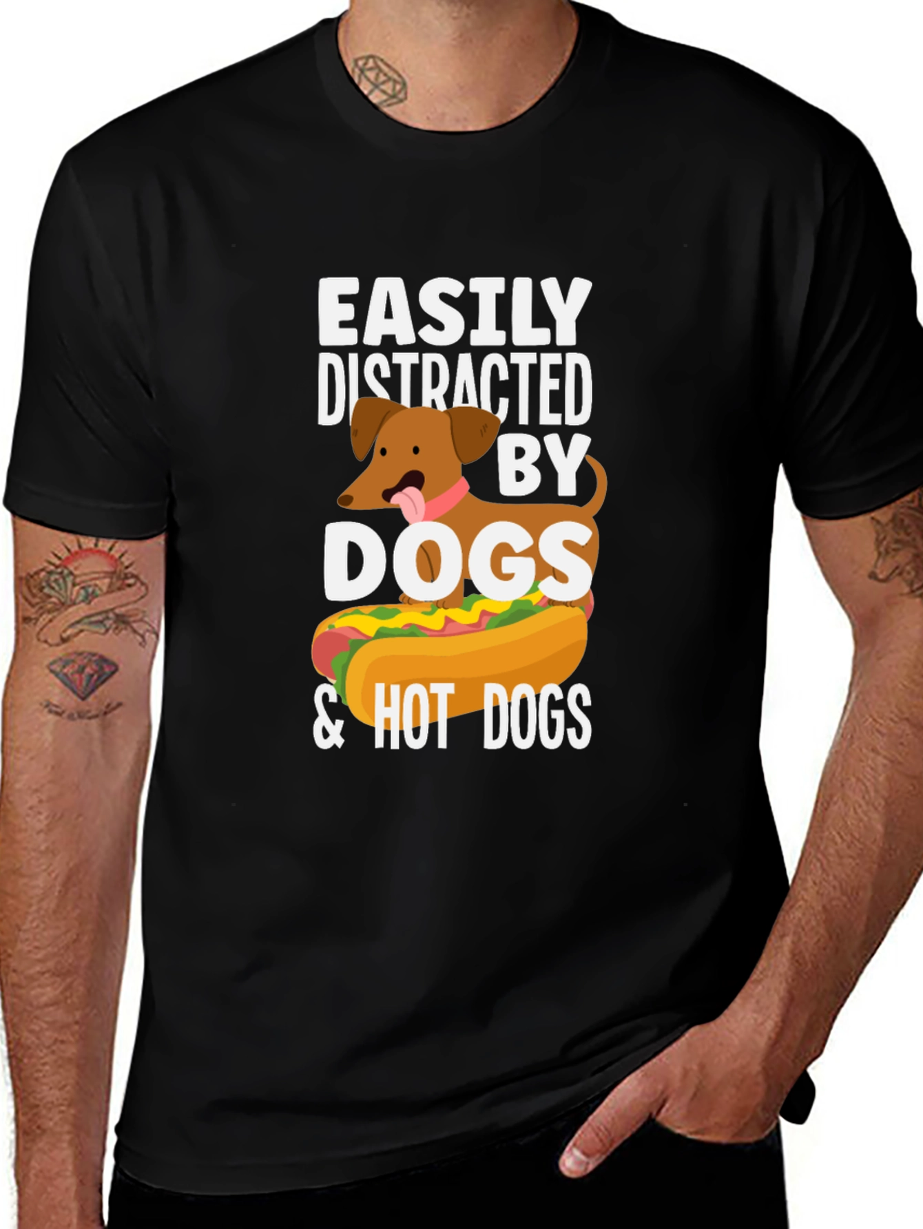 Variant 7 of Easily Distracted by Dogs & Hot Dogs T-Shirt
