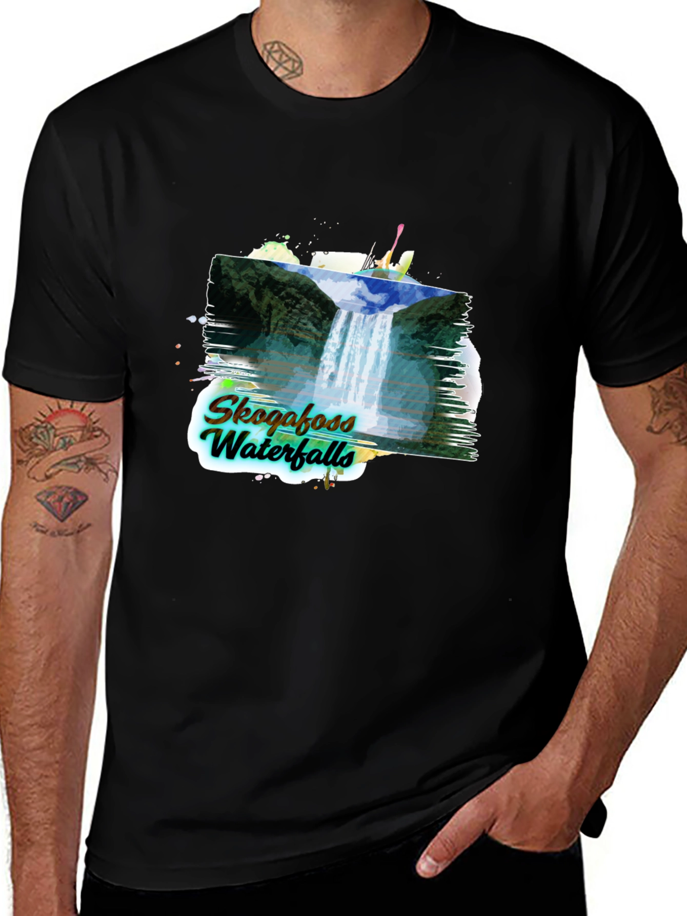 Variant 24 of Skogafoss Waterfalls Graphic Tee