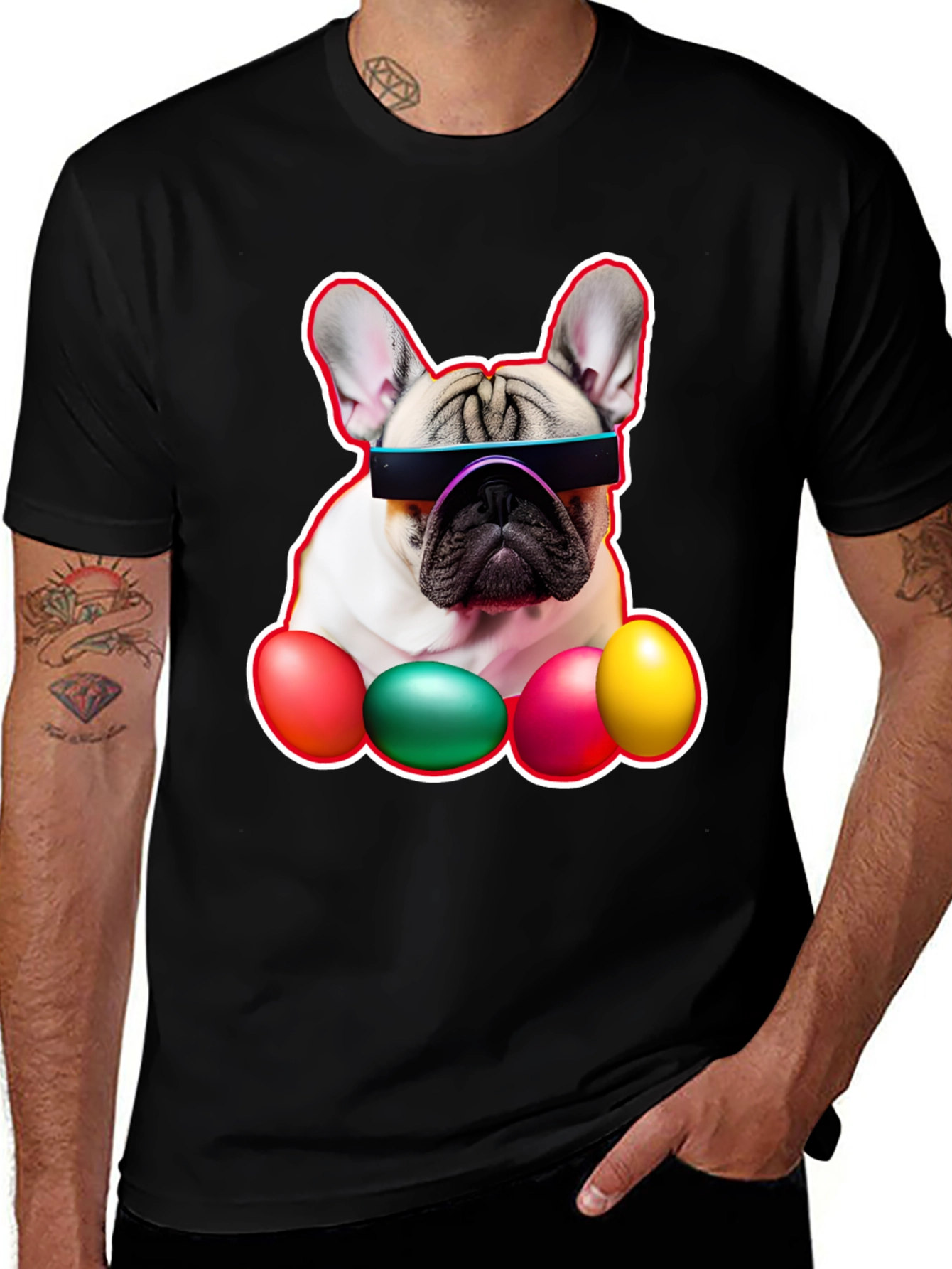 Camiseta Bulldog Francés con Huevos de Pascua