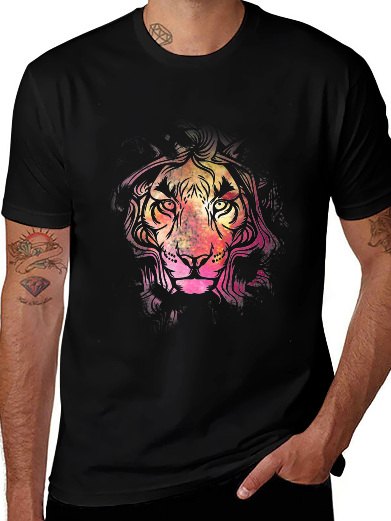 Variant 22 of Vibrant Tiger Graphic Black T-Shirt