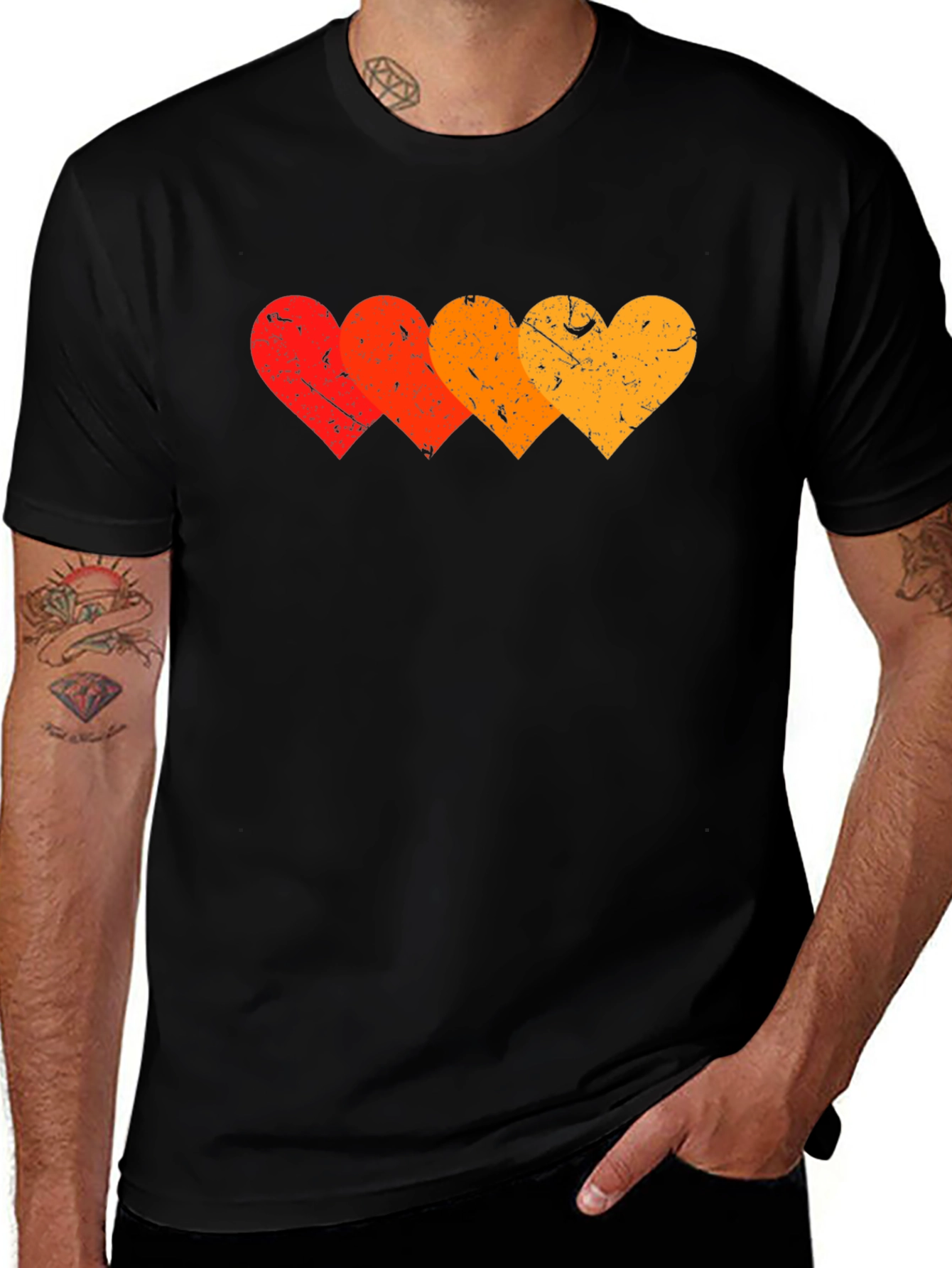 Variant 14 of Retro Hearts Graphic T-Shirt - Stylish Black Tee
