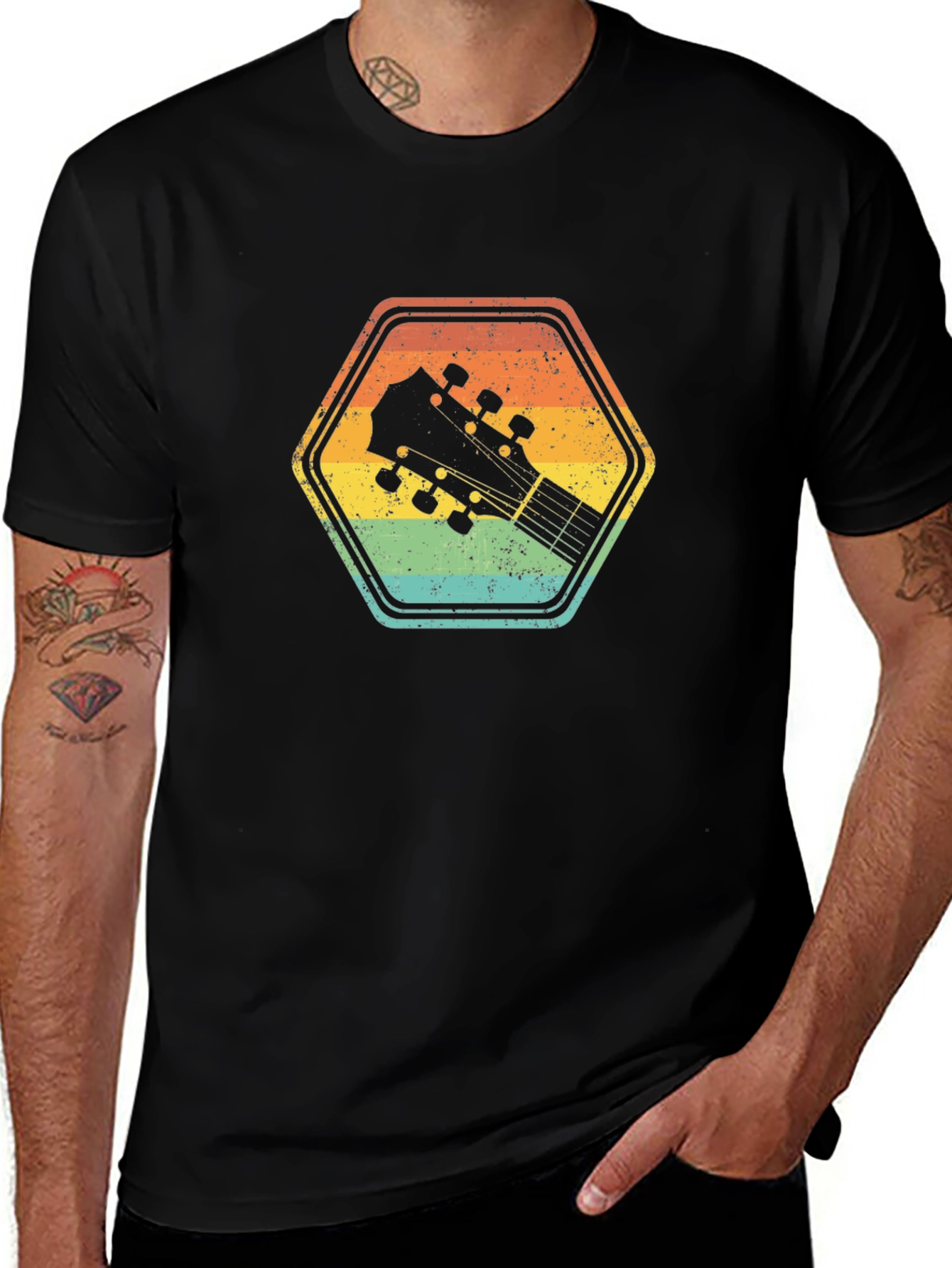 Variant 14 of Retro Guitar Headstock Tee