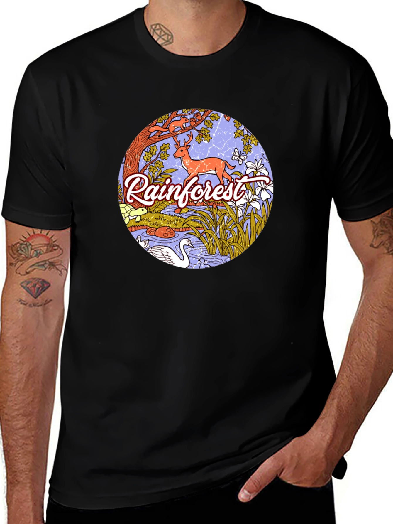 Variant 6 of Rainforest Wildlife Graphic Tee - Black