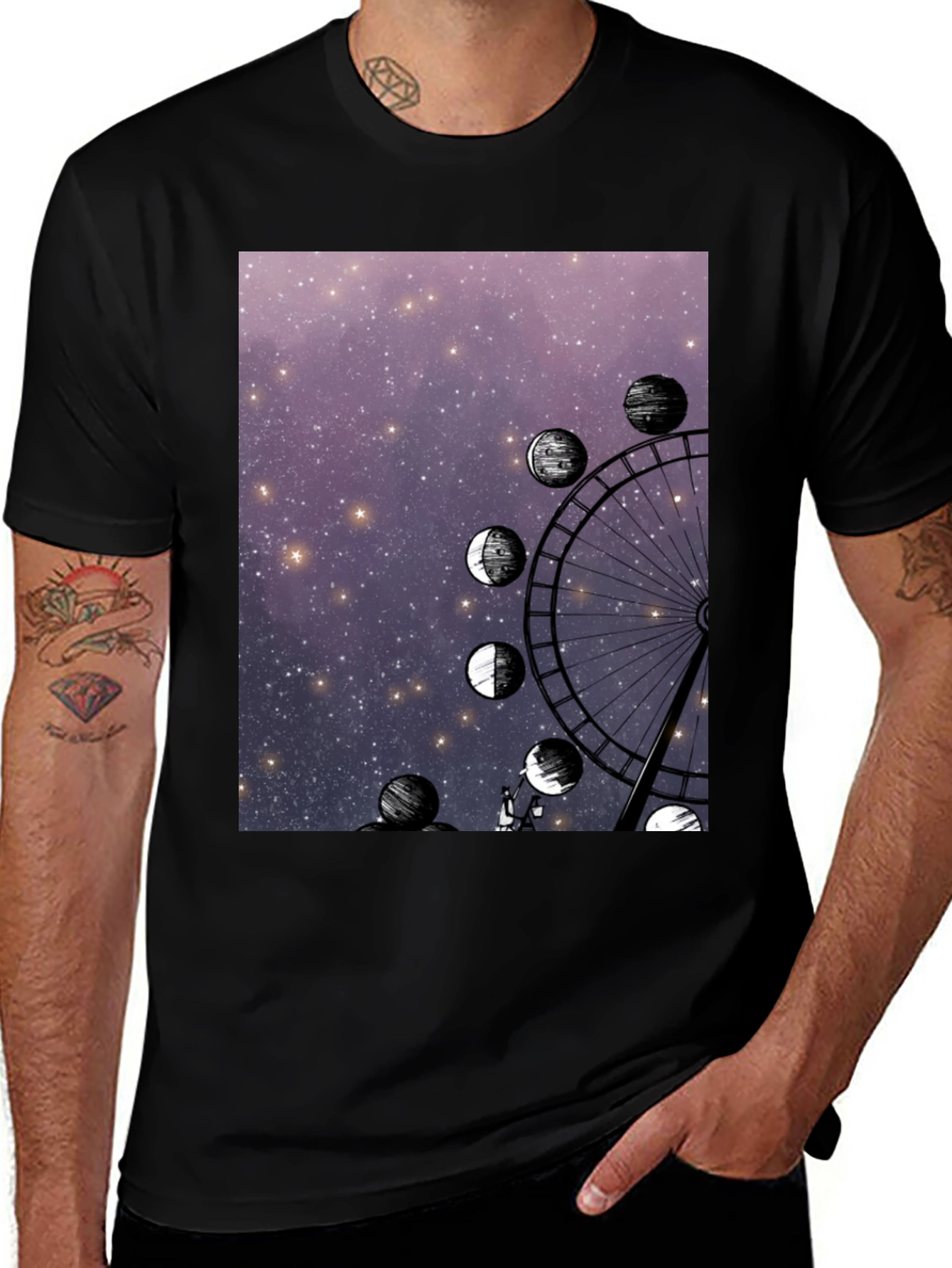 Variant 27 of Ferris Wheel & Moon Phases Graphic Tee