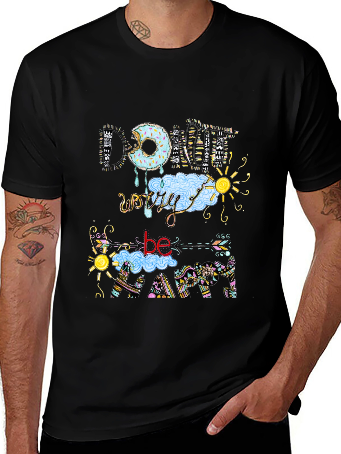 Variant 9 of Donut Worry Be Happy Graphic Tee