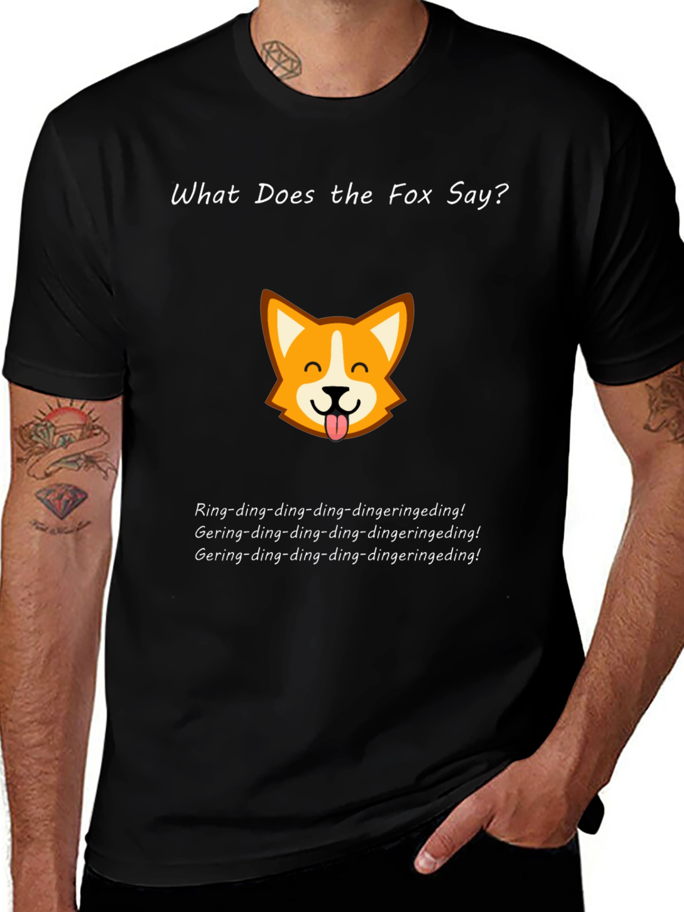 Variant 14 of What Does the Fox Say Black T-Shirt