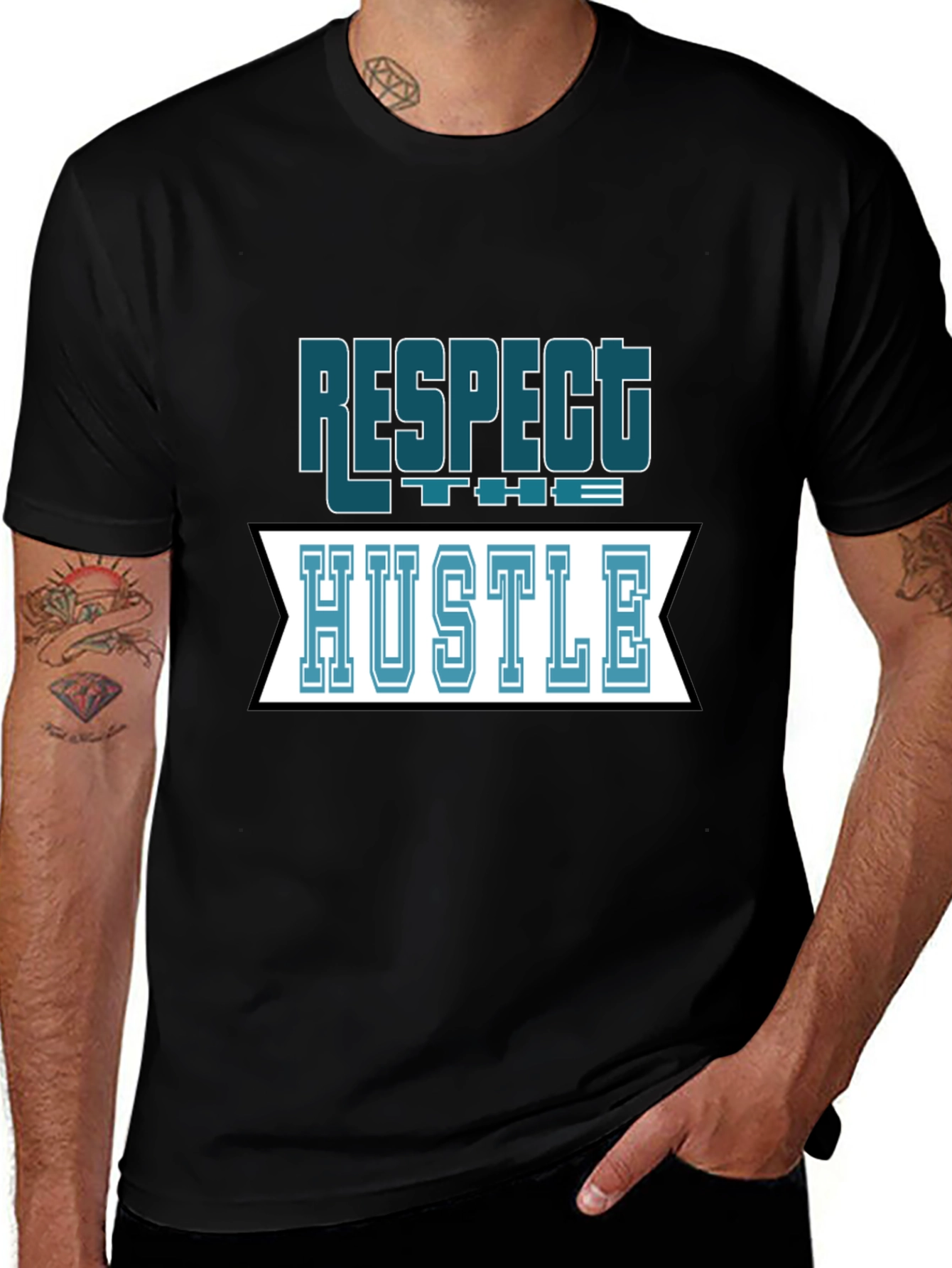 Variant 12 of Respect the Hustle Graphic Tee - Black