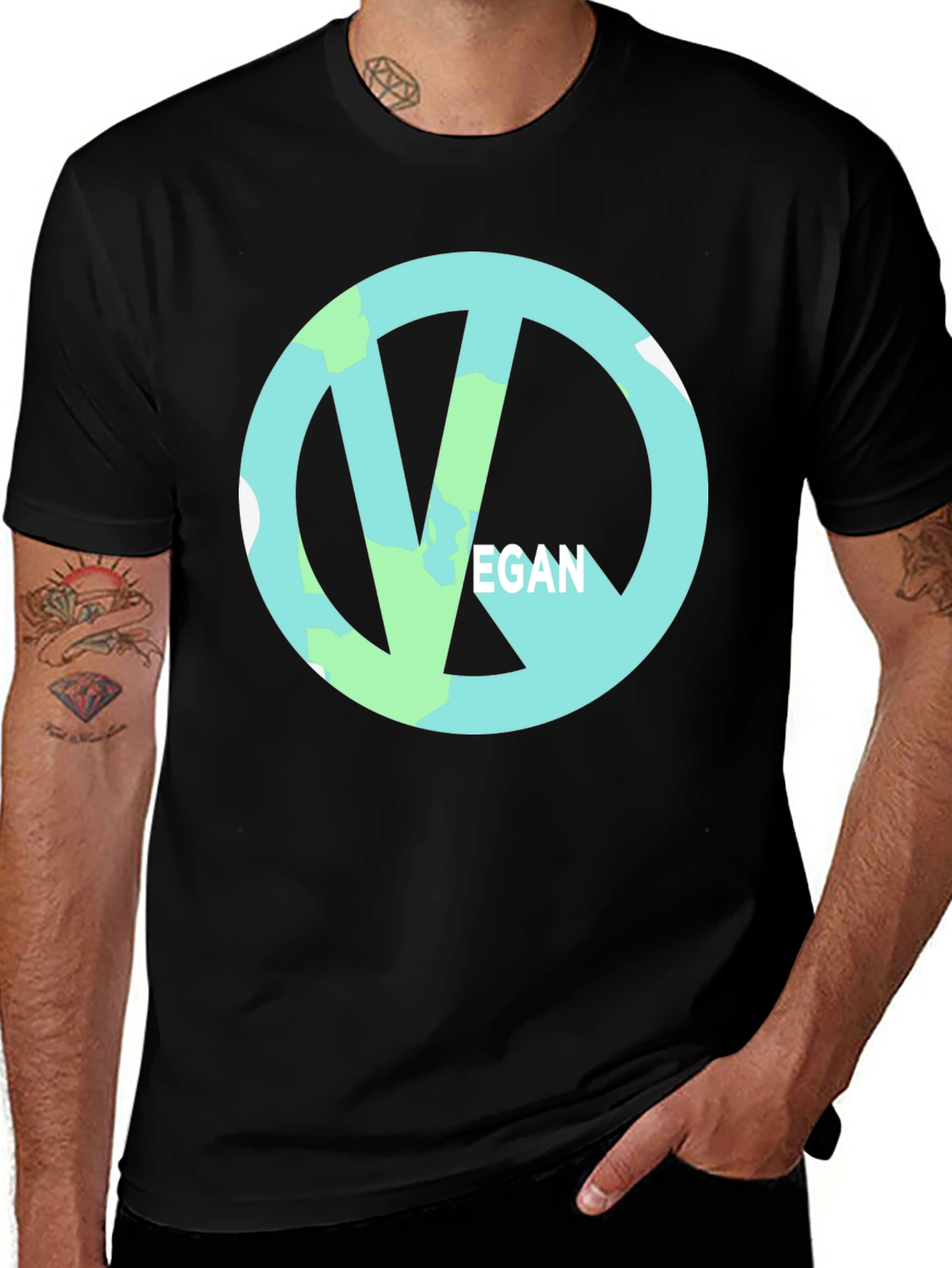 Variant 10 of Vegan Symbol Black Tee - Ethical & Stylish