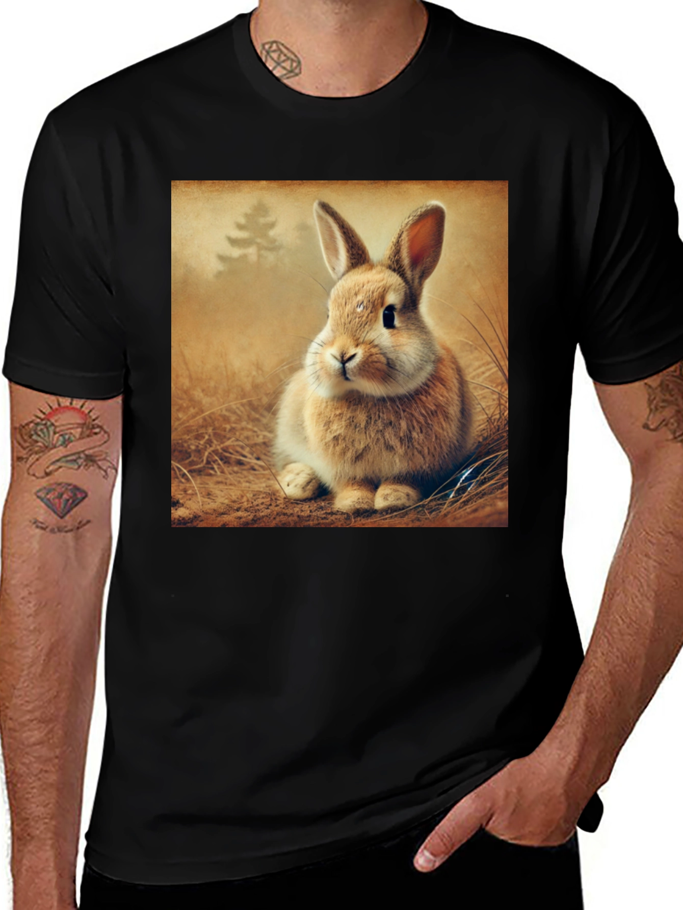 Variant 7 of Cute Bunny Graphic Tee - Soft Cotton Comfort