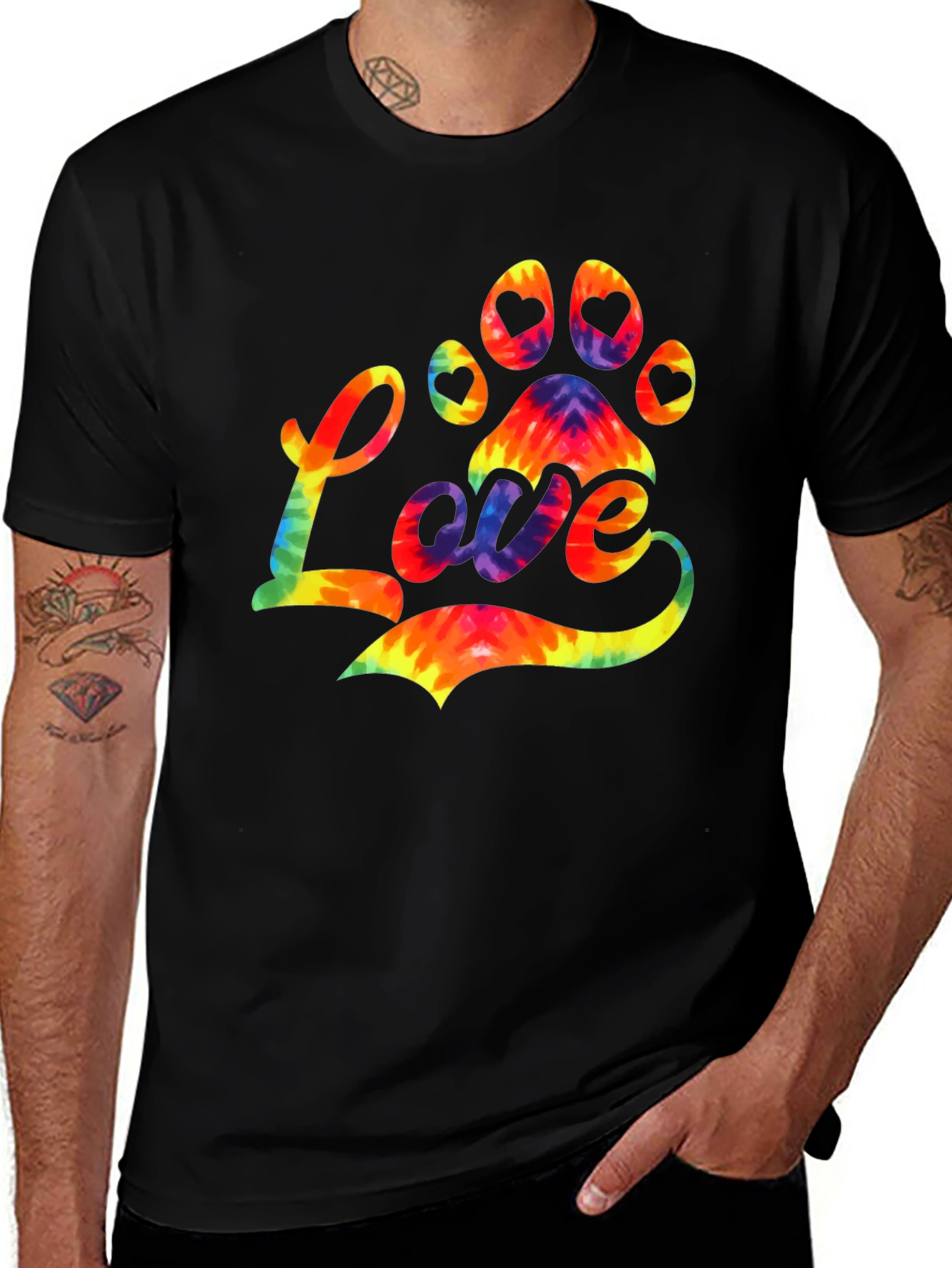 Variant 25 of Tie-Dye Paw Print Love T-Shirt
