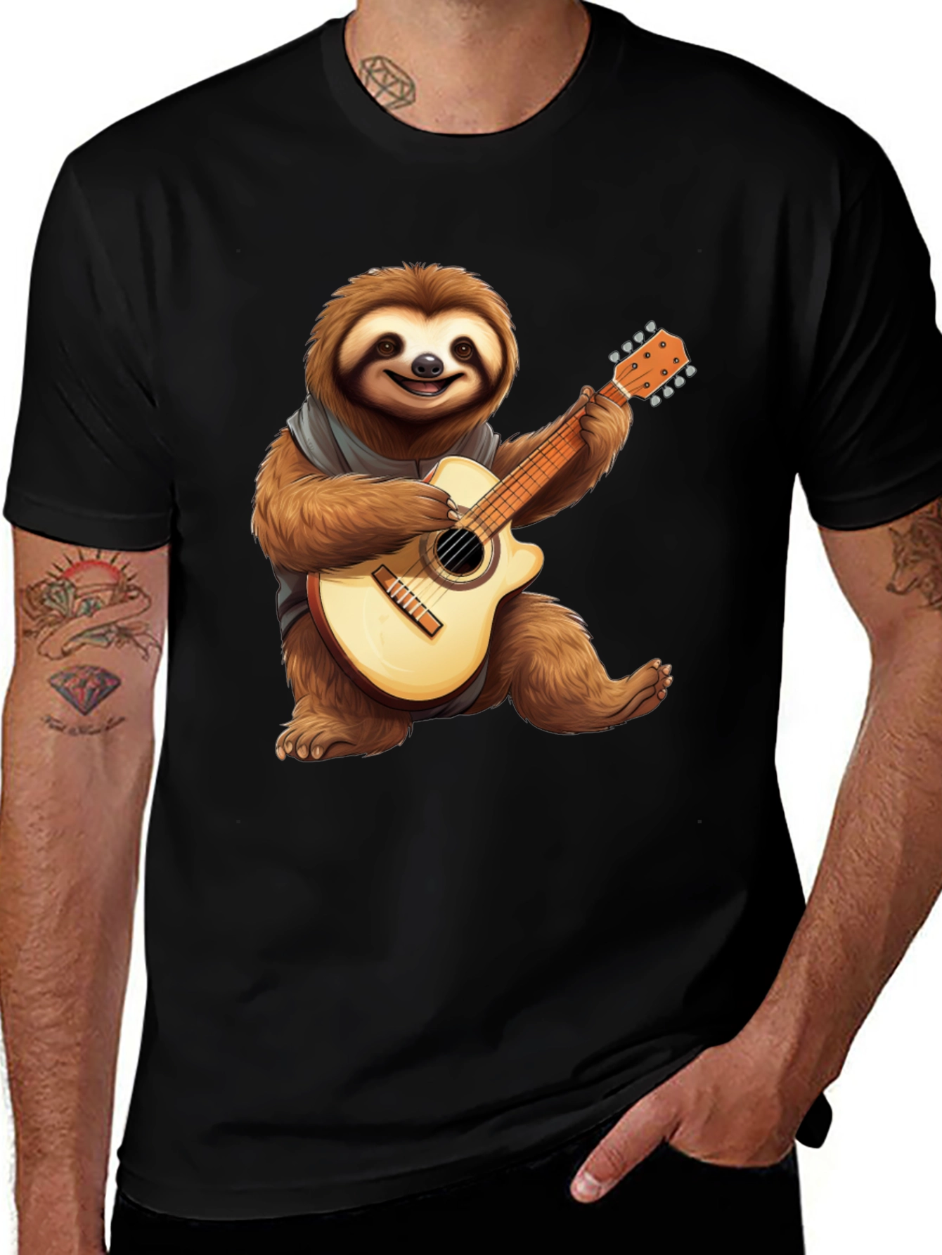 Variant 9 of Sloth Guitar Player Graphic T-Shirt