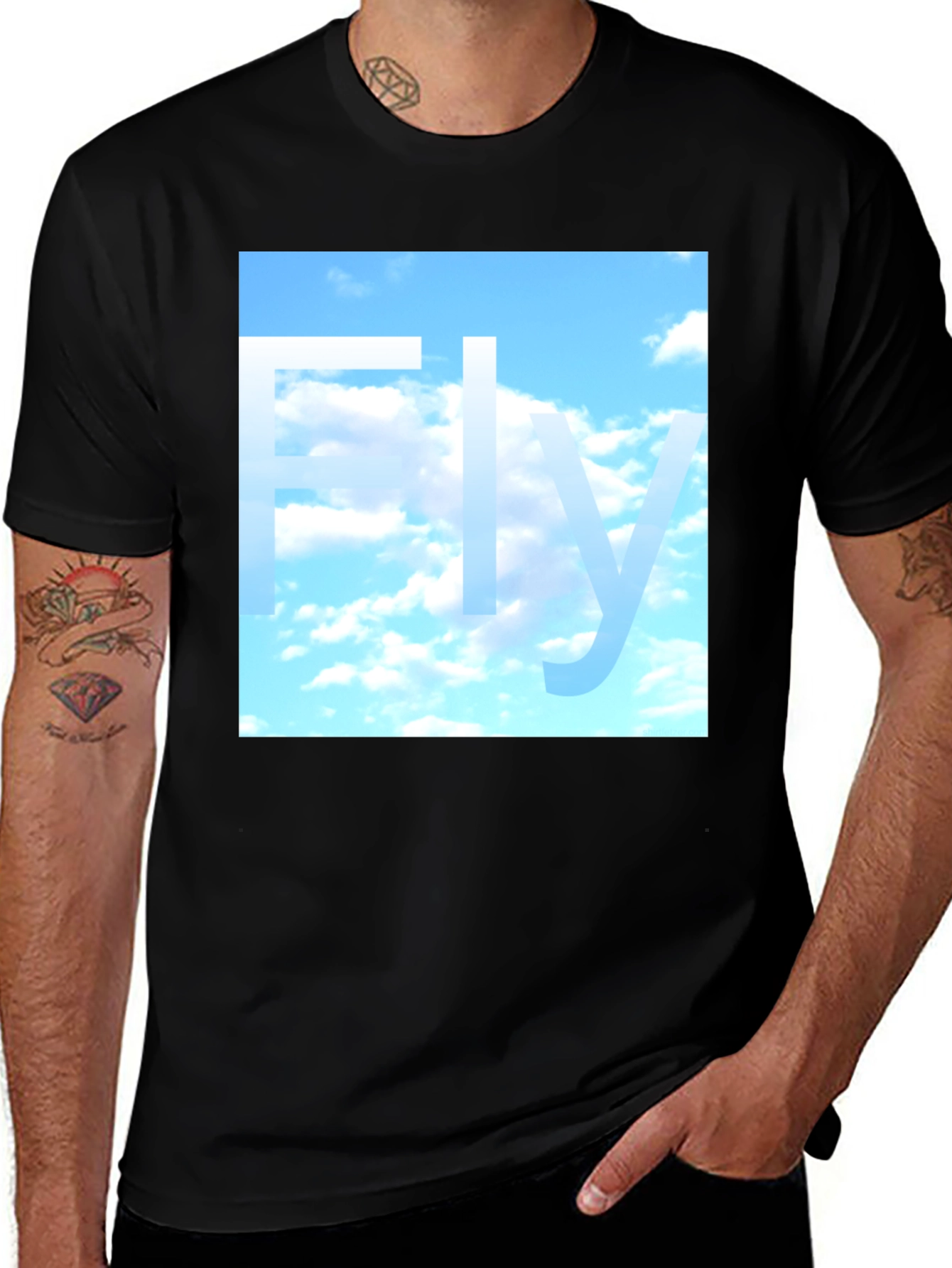 Variant 9 of Fly Sky Design Black T-Shirt