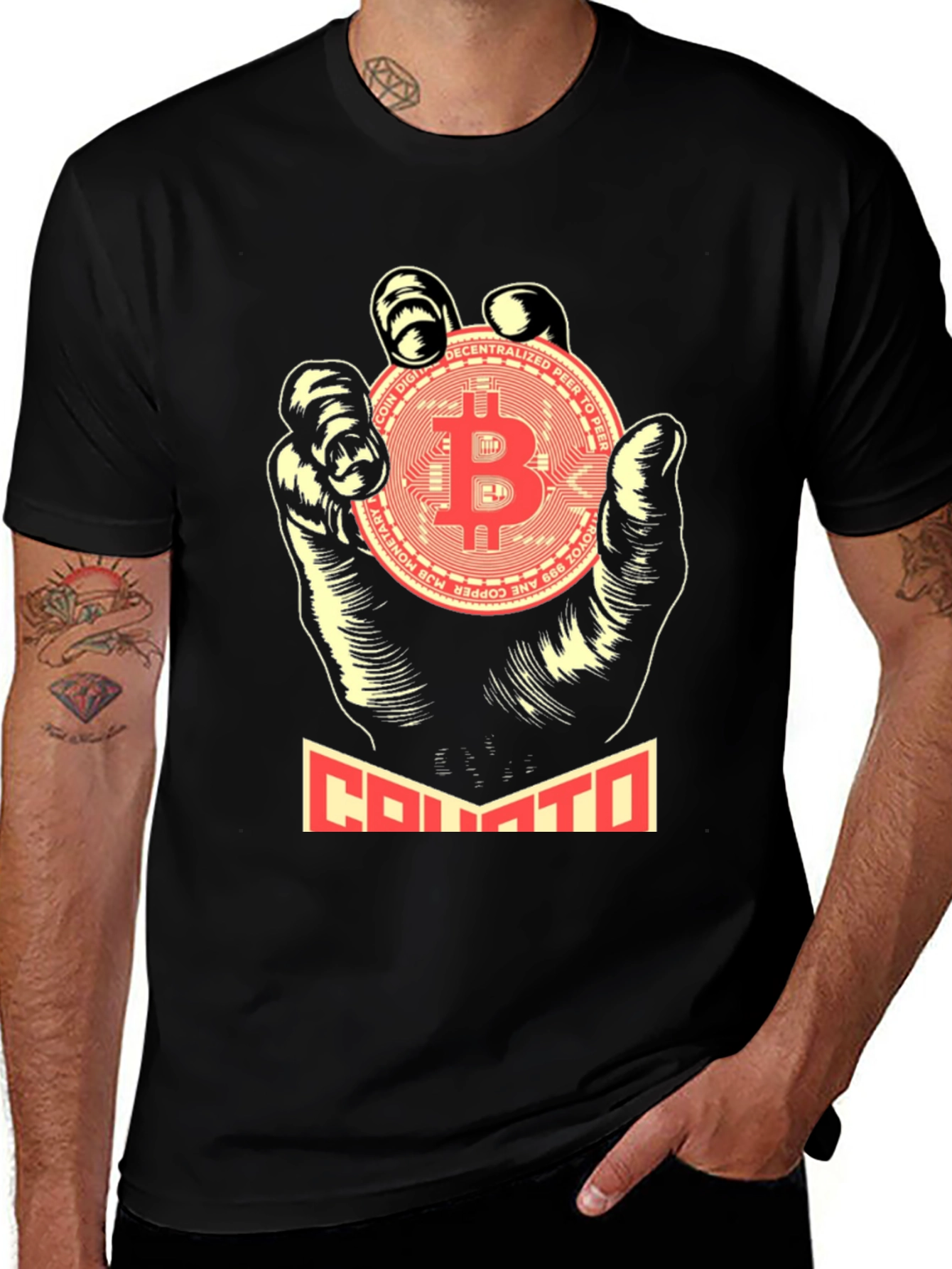 Variant 28 of Crypto Bitcoin Graphic Tee -  Black Unisex T-Shirt