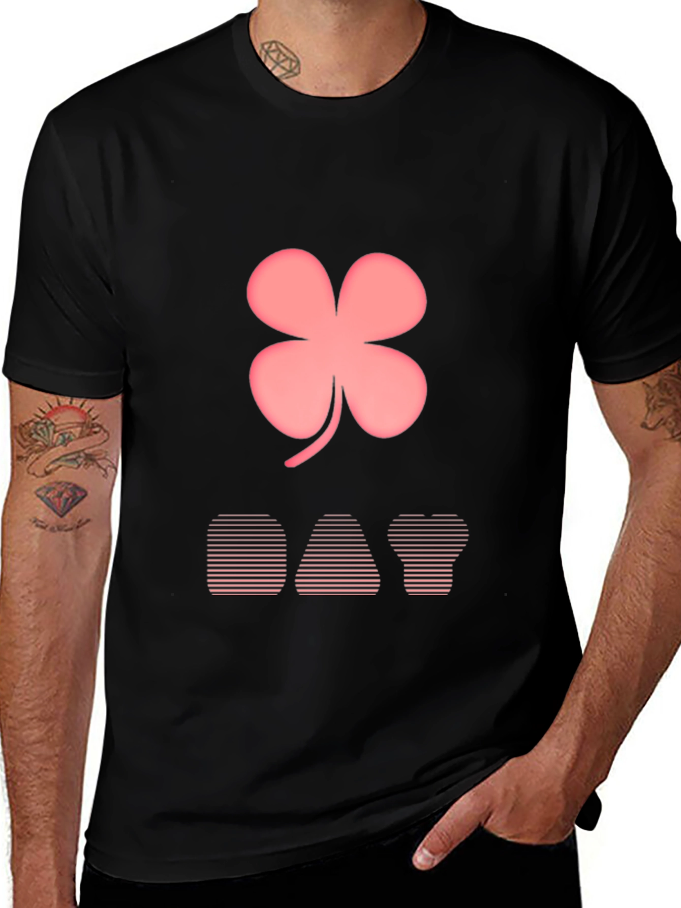 Variant 22 of Lucky Day T-Shirt: Pink Clover Design
