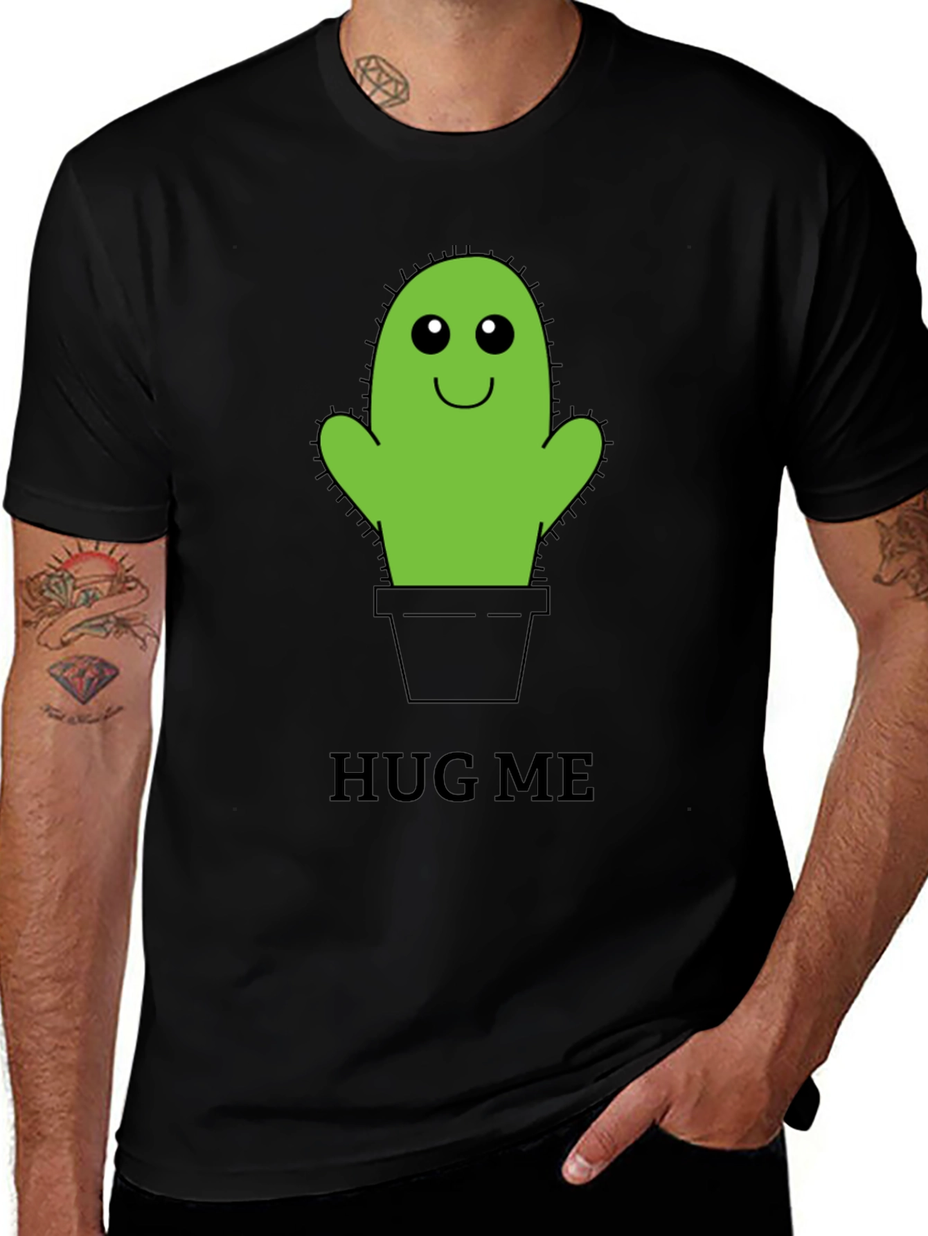 Variant 16 of Cactus Hug Me Black T-Shirt