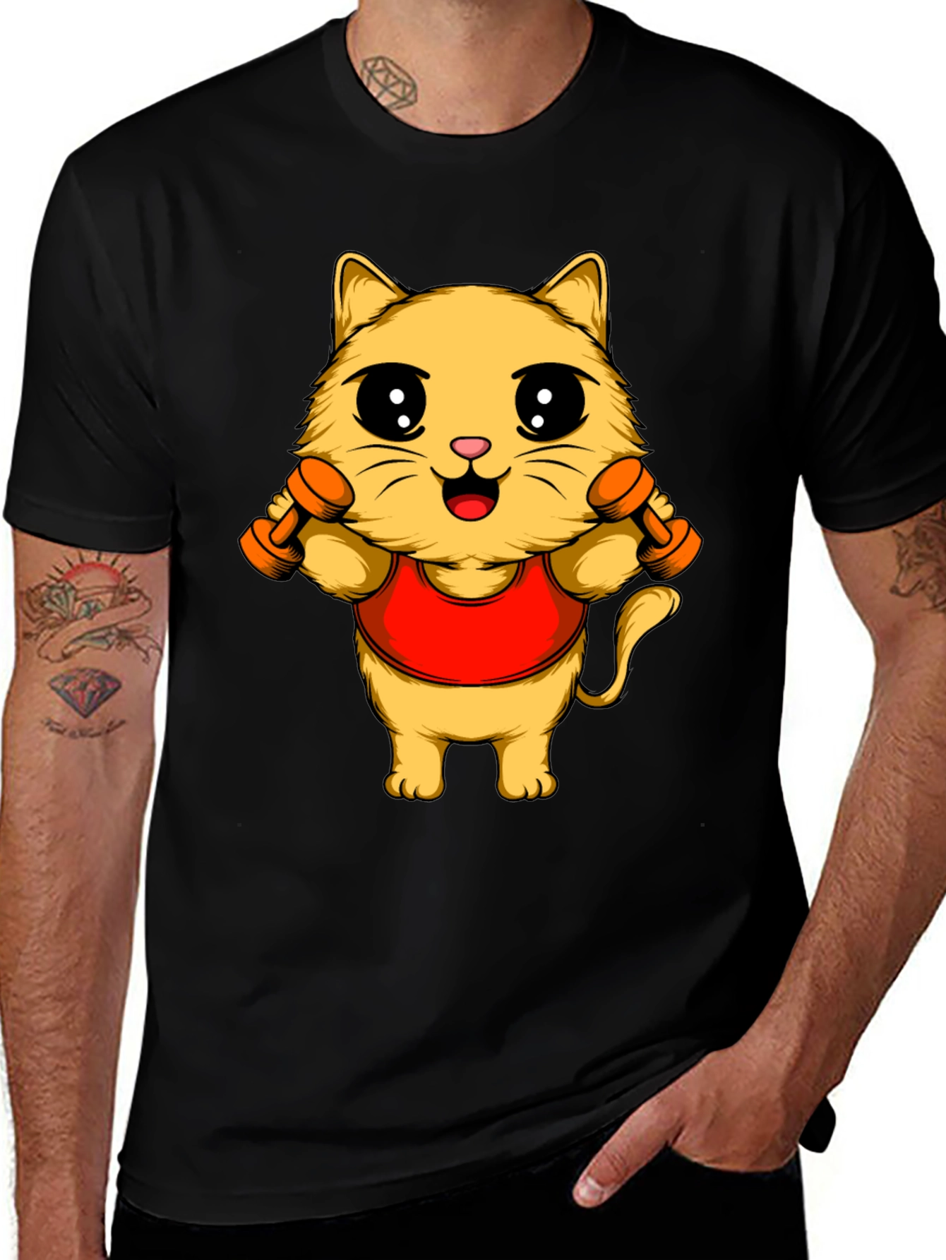 Variant 17 of Funny Cat Gym T-Shirt - Workout Kitten Tee