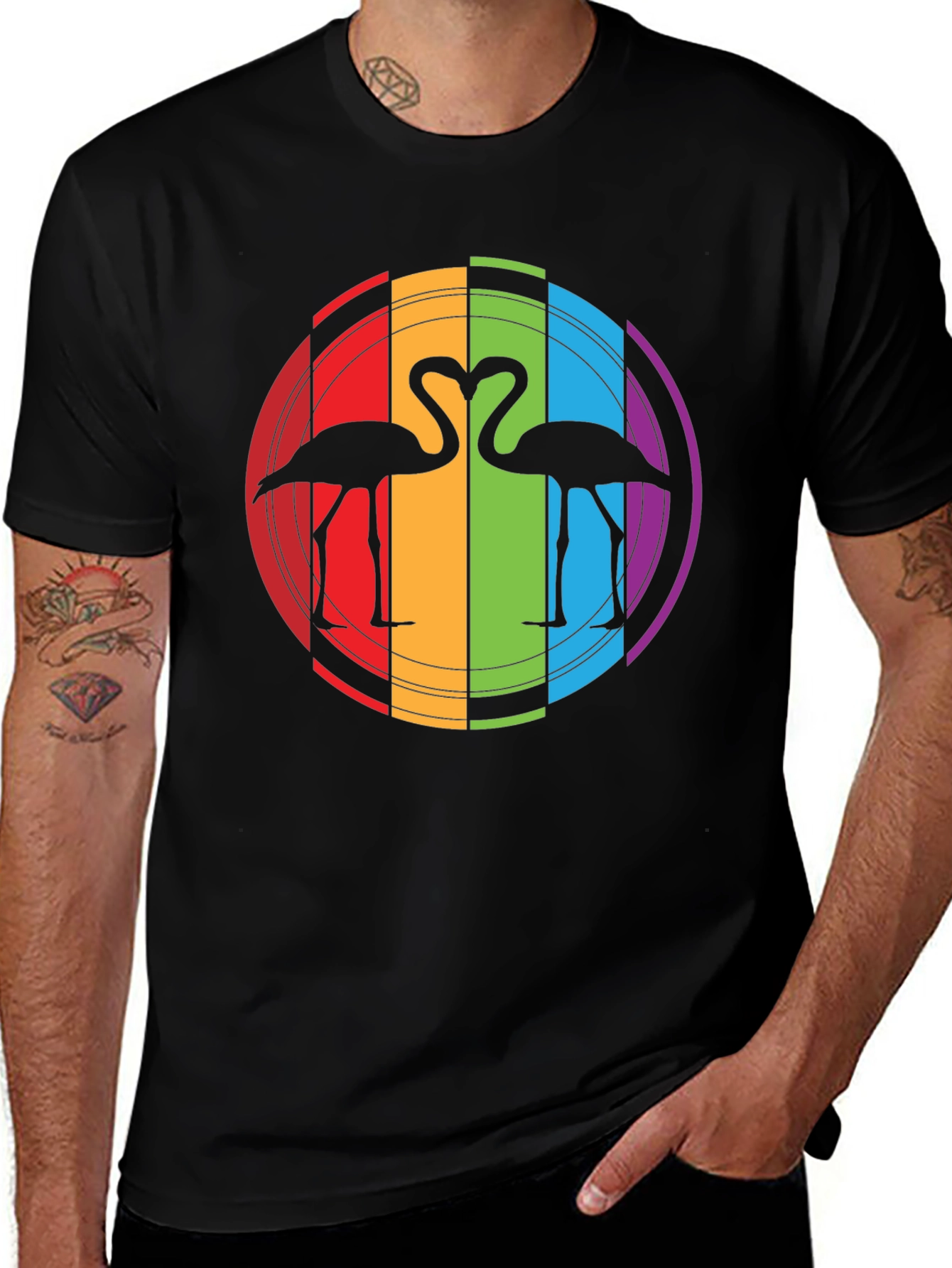 Variant 21 of Rainbow Flamingo Heart Graphic Tee - Unisex