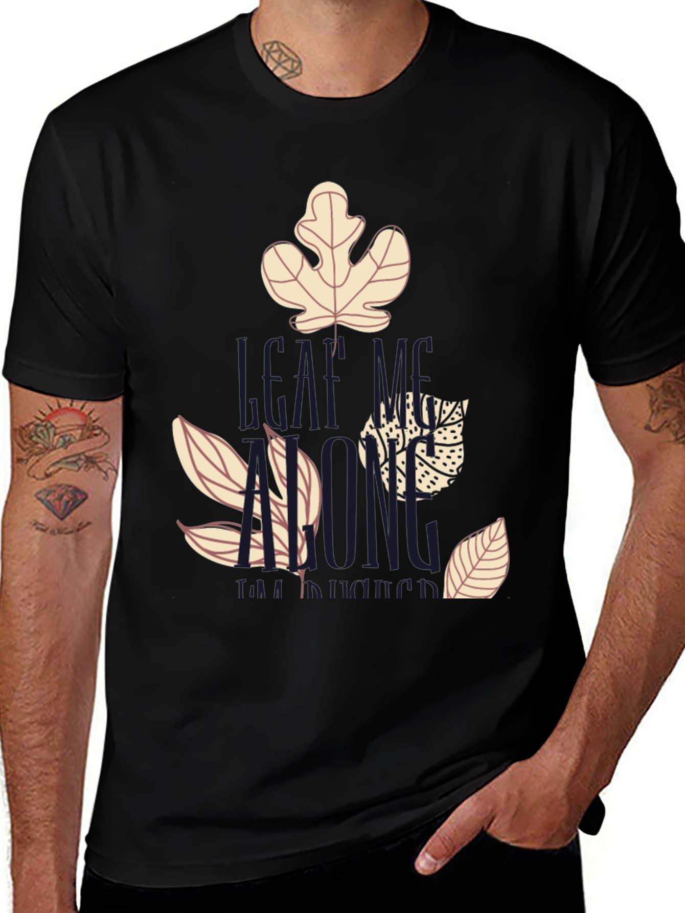 Variant 18 of Leaf Me Alone Graphic T-Shirt - Black