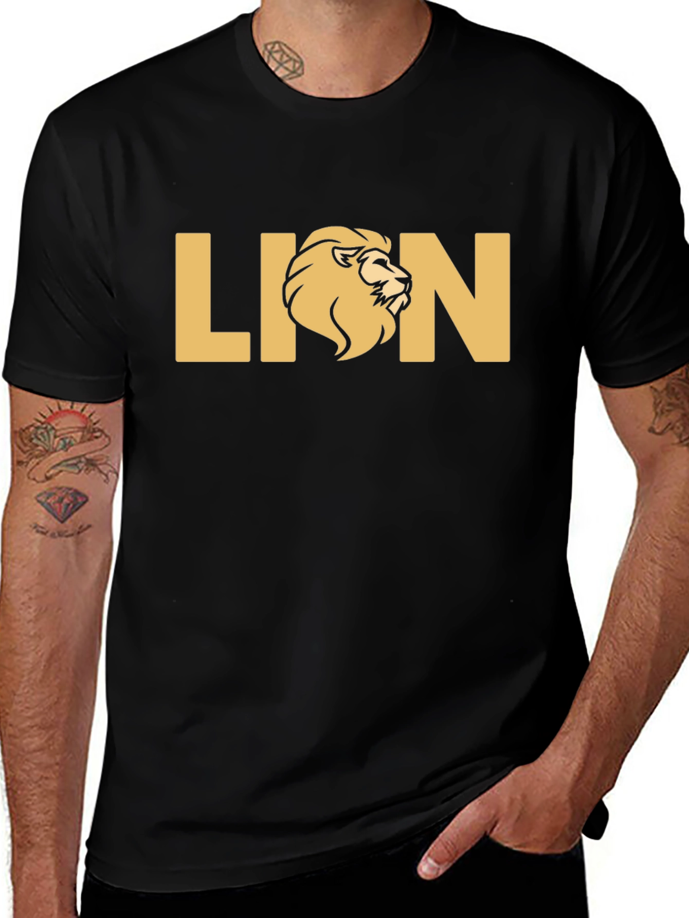 Variant 8 of Lion Graphic Black T-Shirt