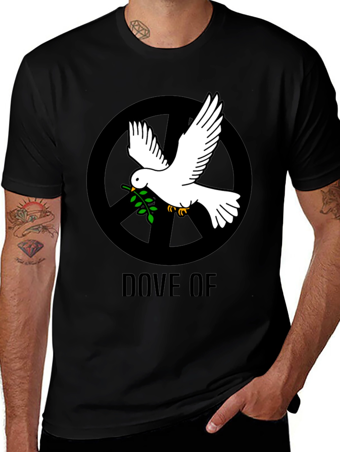 Variant 14 of Dove of Peace Graphic Tee - Black T-Shirt