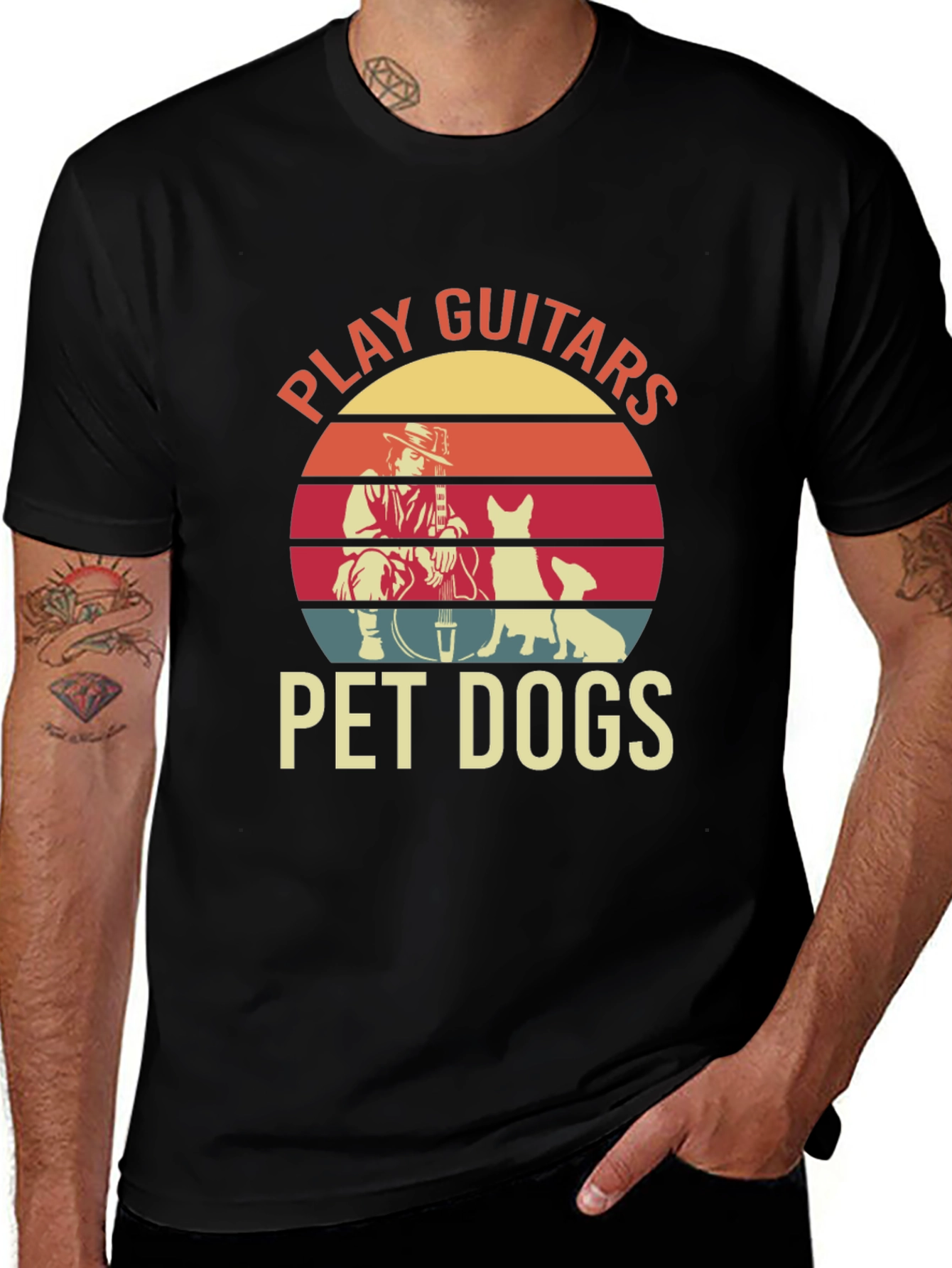 Black Play Guitars Pet Dogs Graphic Tee main image