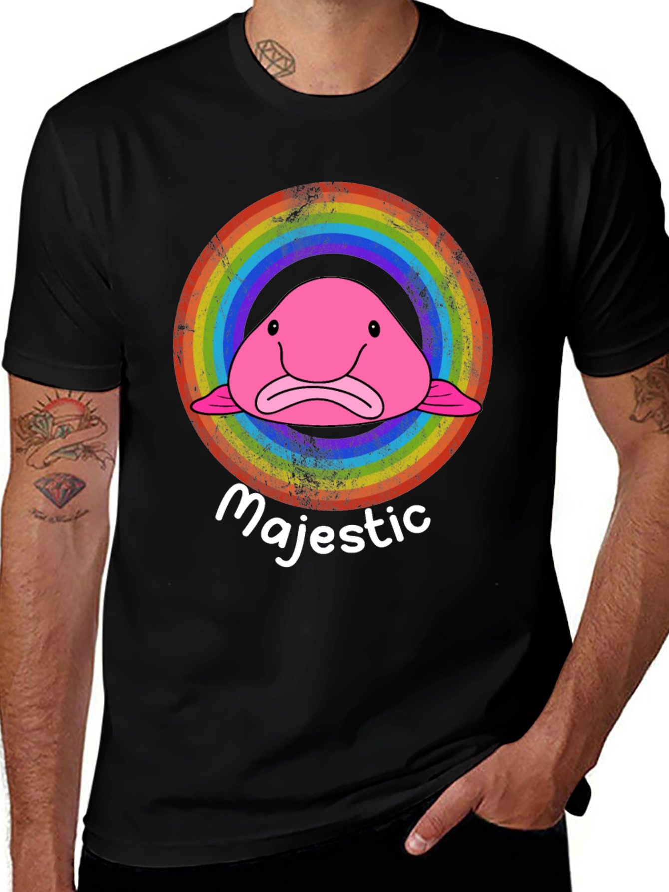 Variant 16 of Majestic Blobfish Rainbow T-Shirt - Funny Graphic Tee