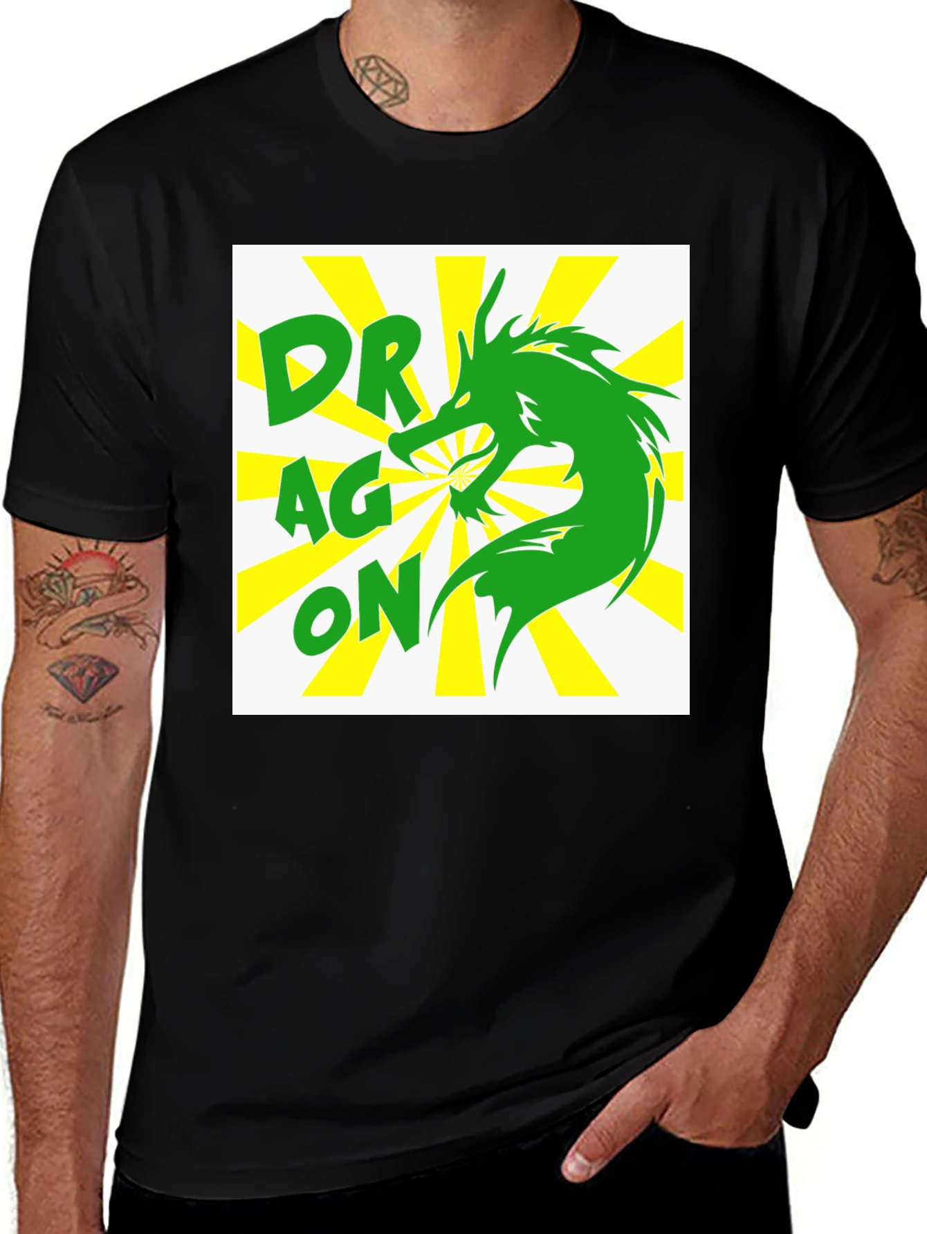 Variant 7 of Dragon Graphic Tee - Black Cotton Blend