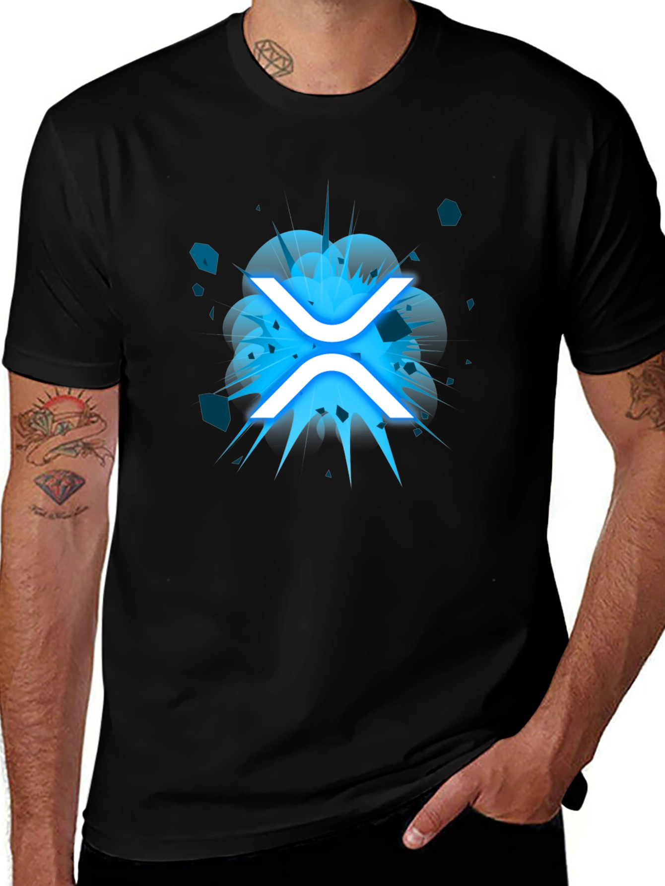 Variant 6 of Ripple (XRP) Crypto Graphic Black T-Shirt