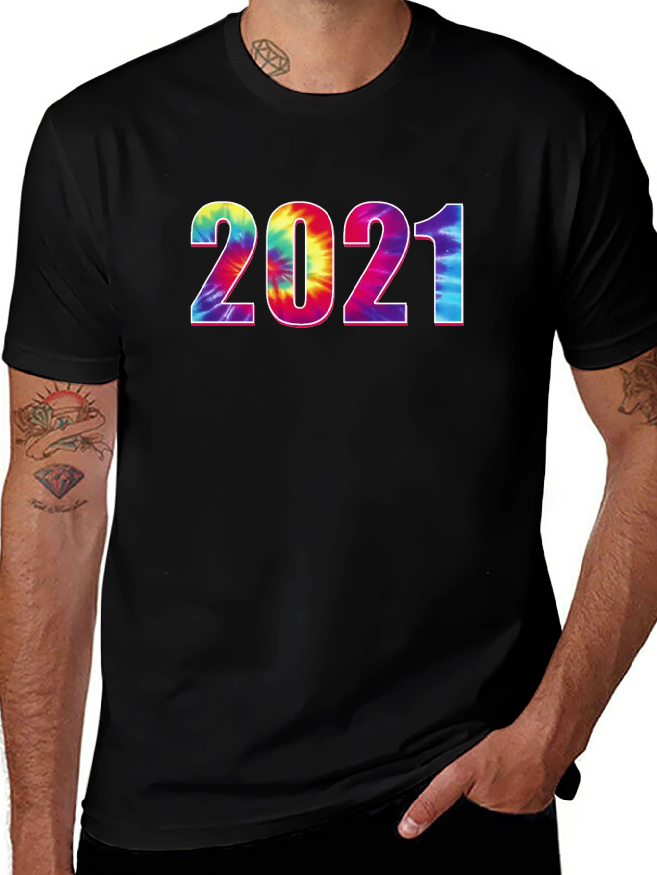 Variant 28 of Tie-Dye 2021 Graphic Tee - Stylish Year Print