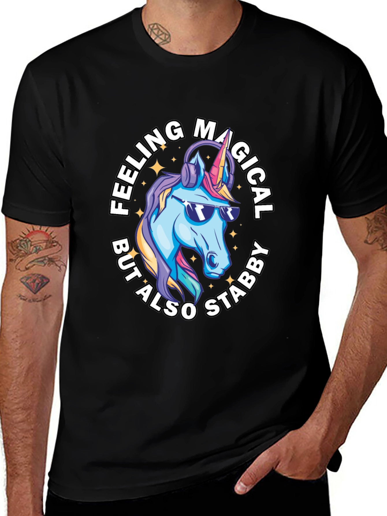 Variant 22 of Magical Stabby Unicorn T-Shirt - Quirky Graphic Tee