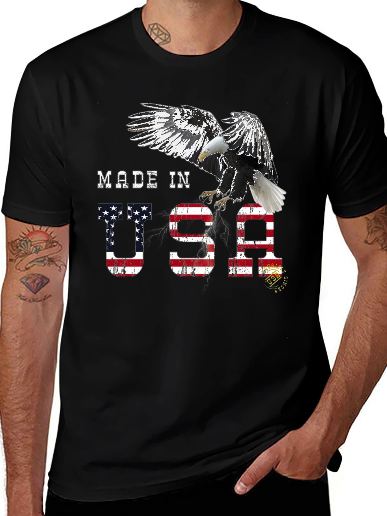Variant 23 of Made in USA Eagle Graphic Tee - Patriotic Black T-Shirt