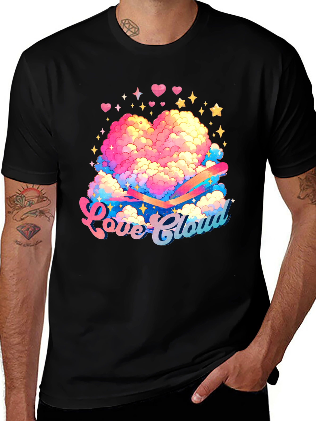 Variant 22 of Love Cloud Graphic Tee - Black Cotton T-Shirt