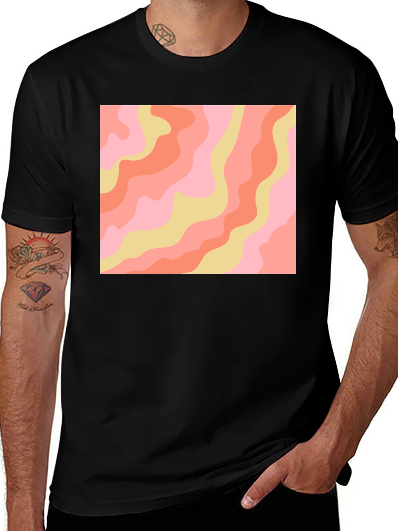 Variant 29 of Retro Swirl Graphic Tee - Black