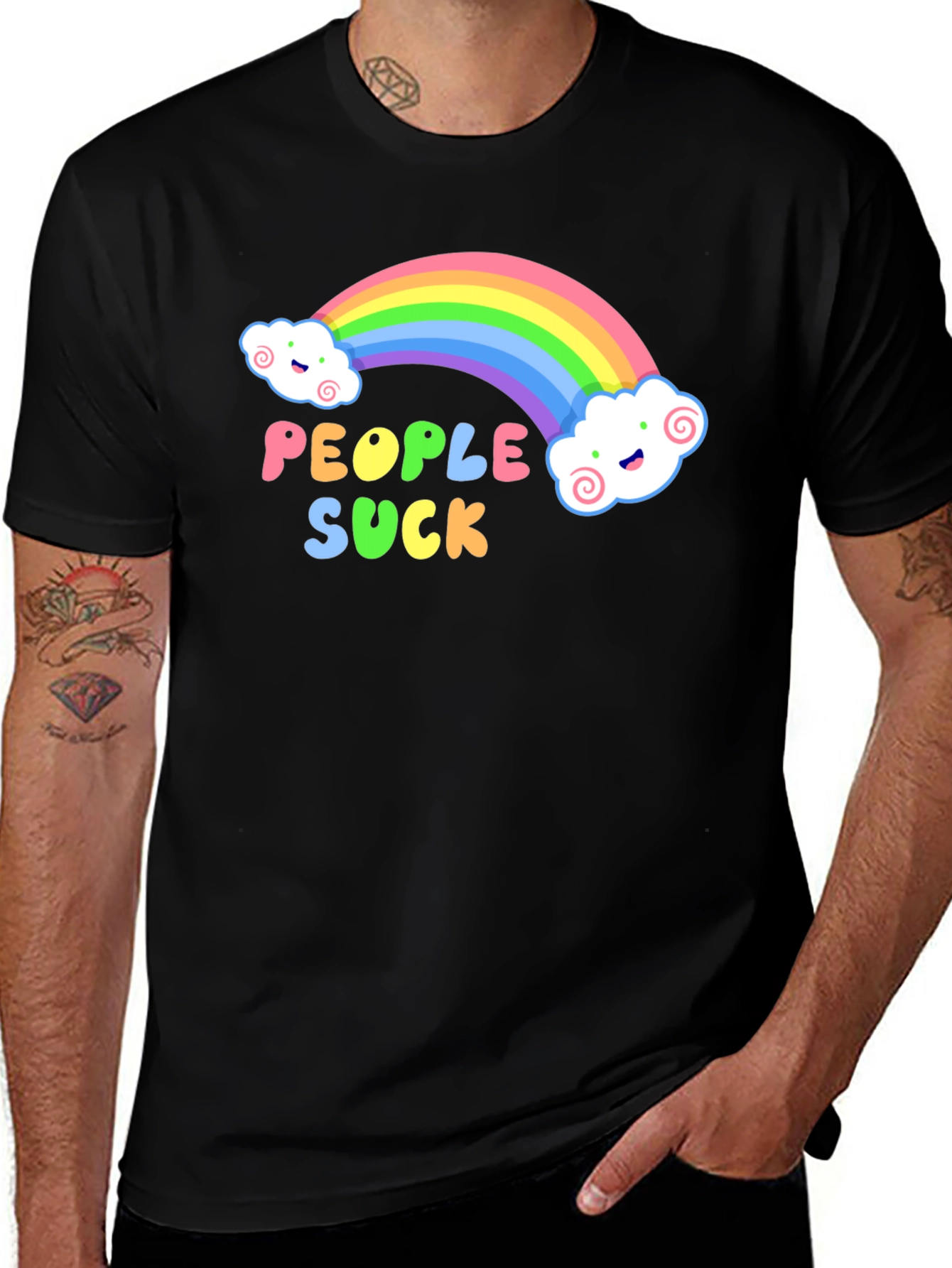 Variant 29 of Rainbow "People Suck" Graphic T-Shirt